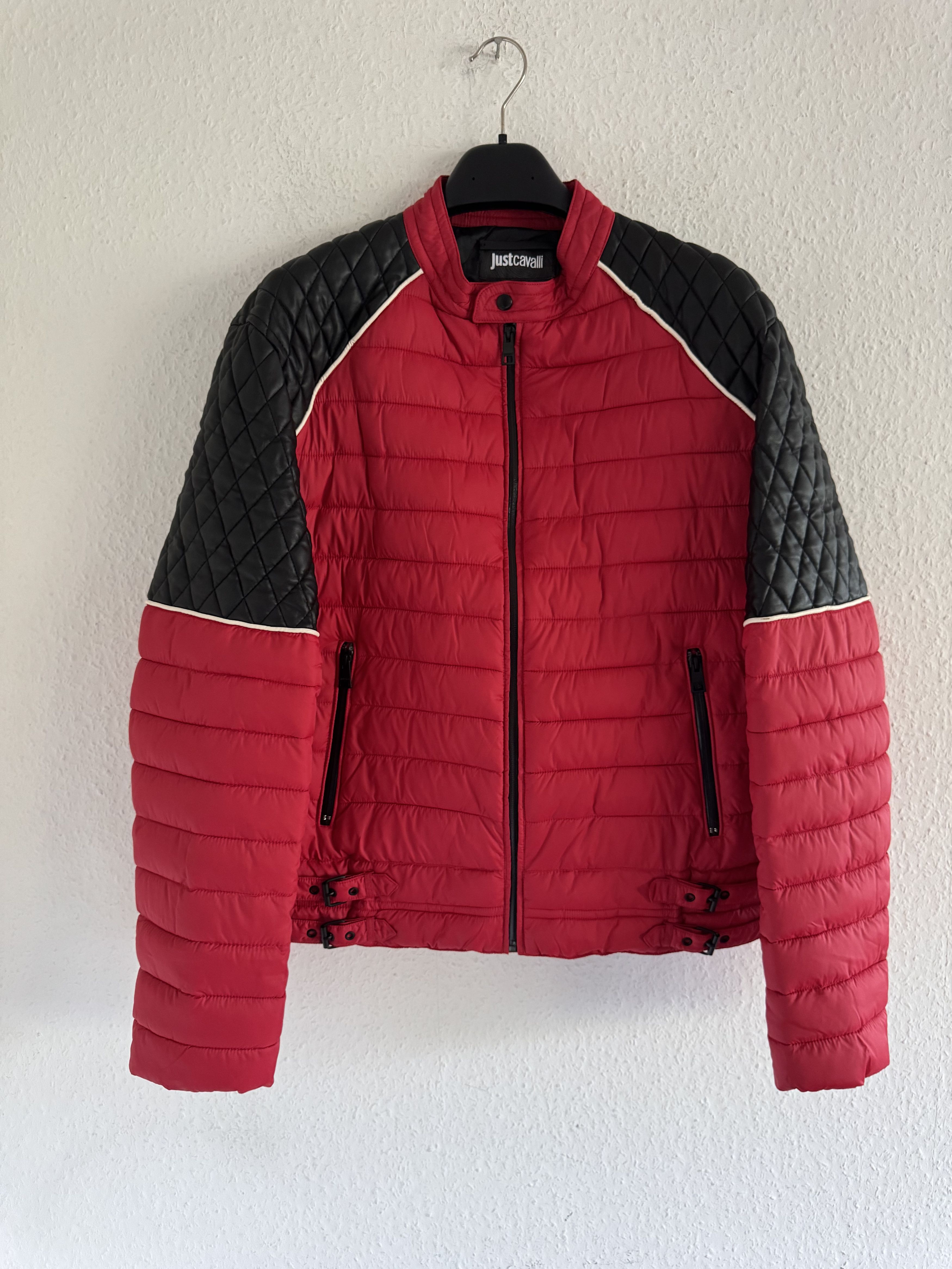 Just Cavalli Quilted Biker Down Jacket With Leather Shoulders Size US XXL / EU 58 / 5 - 1 Thumbnail