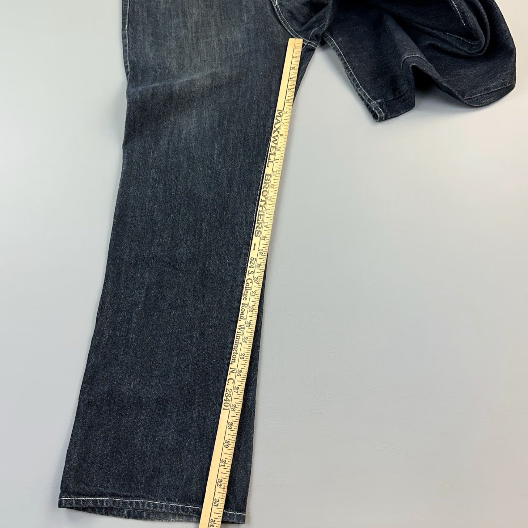 Templa VINTAGE Temple Jeans Mens 40x34 Dark Wash Wide Leg Baggy Hip Hop Button Fly Y2K Jeans Size US 40 / EU 56 - 2 Thumbnail
