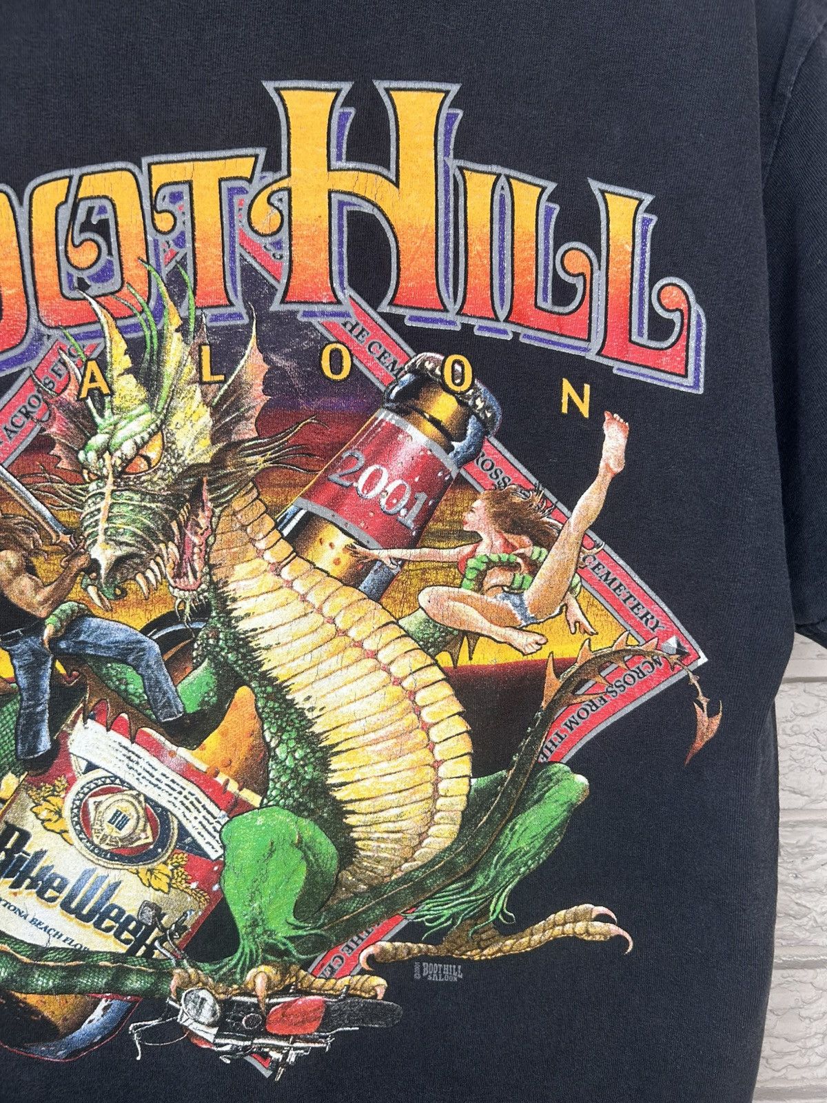 Vintage Vintage Boot Hill Saloon Bike Week 2001 Faded Pocket T Shirt Size US M / EU 48-50 / 2 - 5 Thumbnail