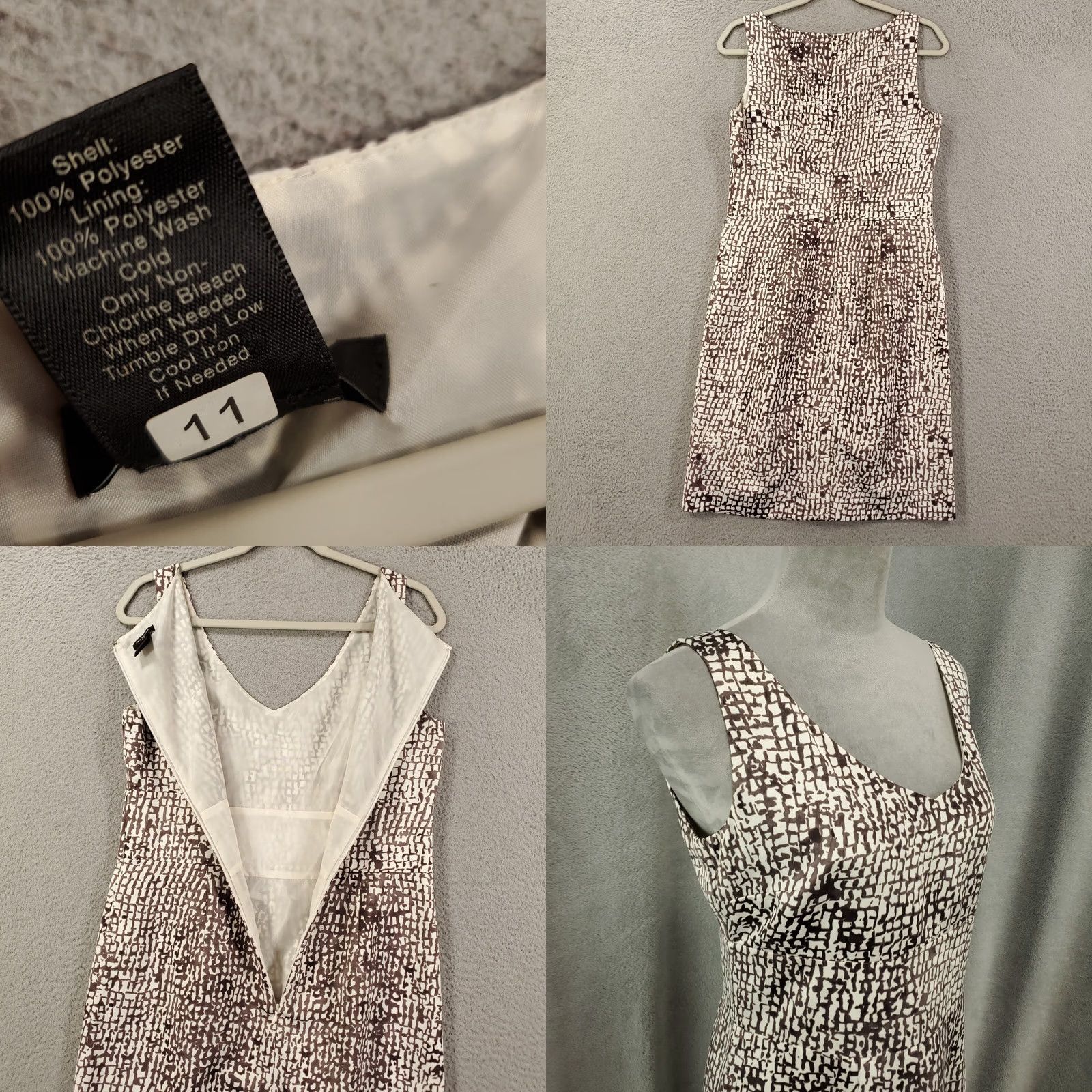 Ann Taylor Womens 6 Pencil Dress Back Zip Lined Geometric Pattern Brown White Ann Taylor Loft Dress Size 6 Mini Sleeveless V-Neck Size M / US 6-8 / IT 42-44 - 8 Thumbnail
