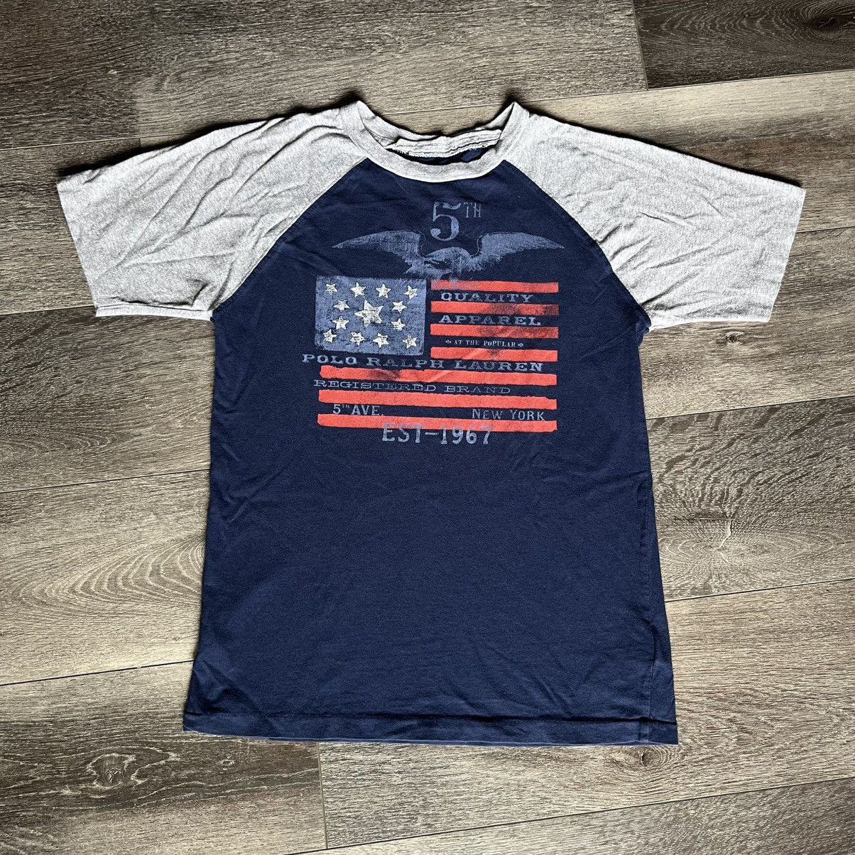 Polo Ralph Lauren Vintage Polo Ralph Lauren Flag Raglan Eagle Graphic T Shirt Size M / US 6-8 / IT 42-44 - 1 Thumbnail