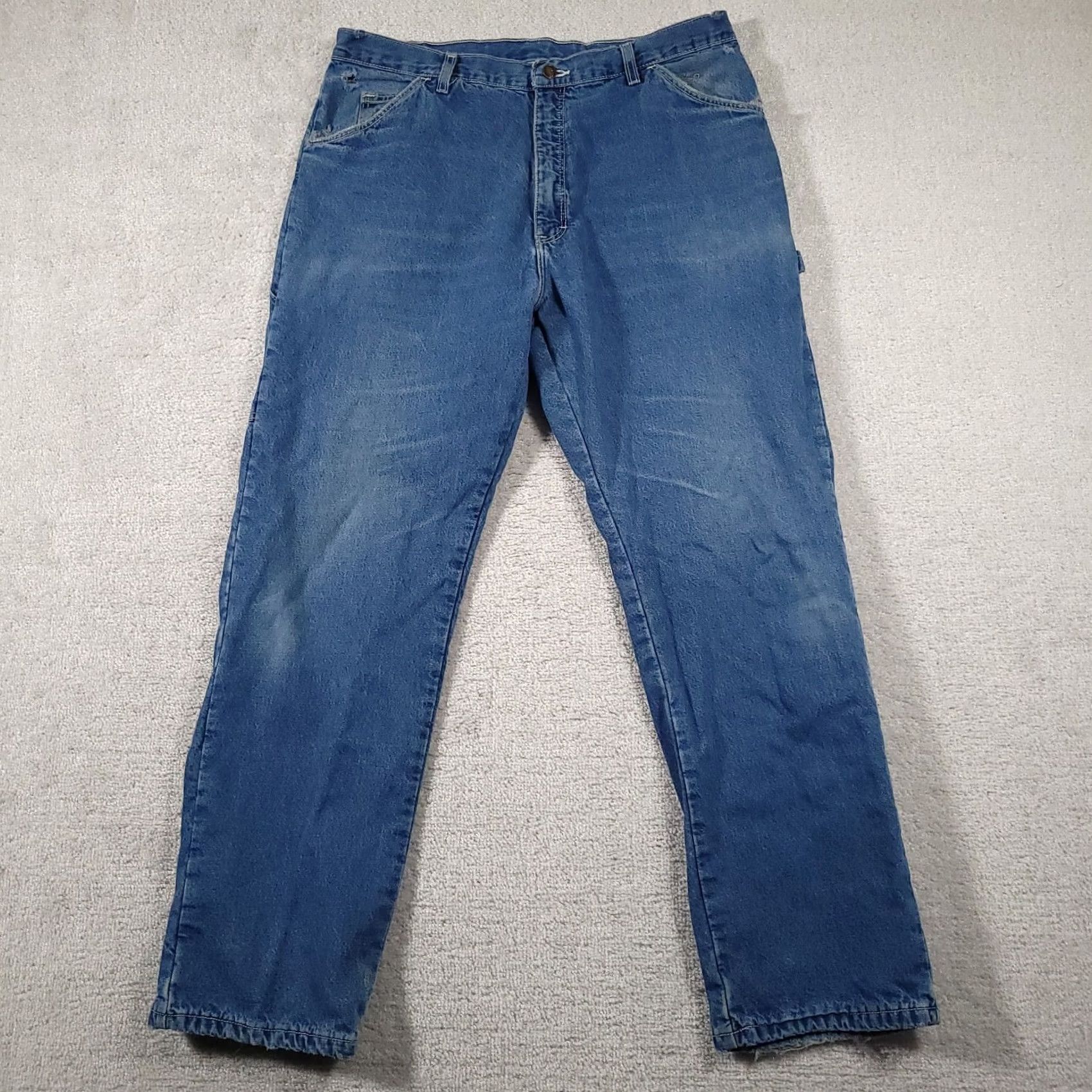 Dickies Dickies Jeans Denim 38X32 Carpenter Lined Workwear Straight Mens Regular Blue Cotton Denim 32 Inseam Medium Wash Size US 38 / EU 54 - 2 Thumbnail