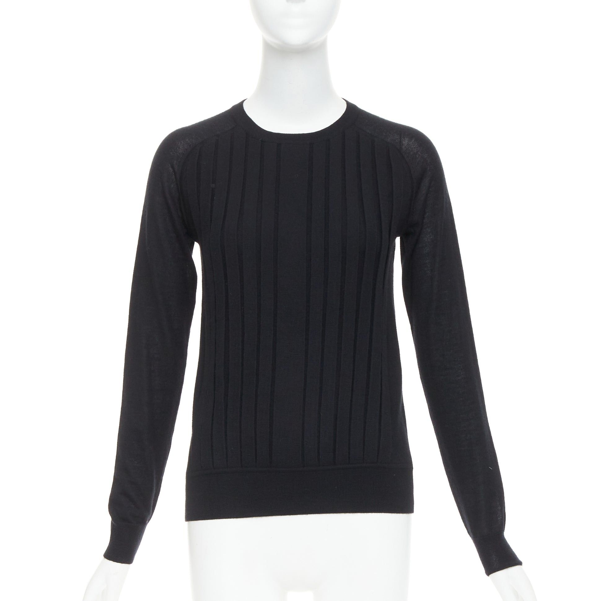 Hermes HERMES 100% cashmere black accordion pleated front raglan sweater FR34 XS Size XS / US 0-2 / IT 36-38 - 1 Thumbnail