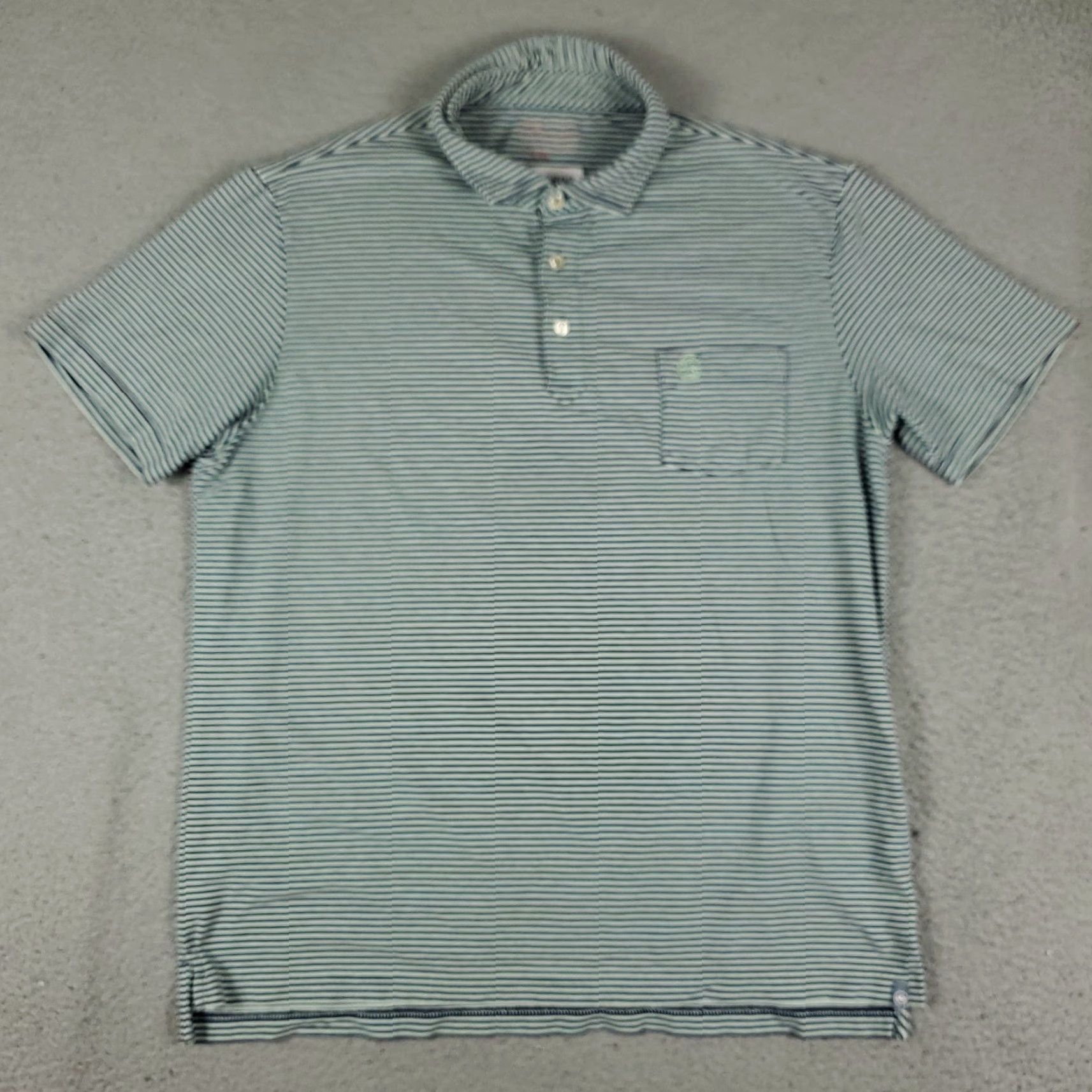 Peter Millar Peter Millar Polo Shirt Mens Large Blue Striped Cotton Golf Short Sleeve Activewear Size US L / EU 52-54 / 3 - 3 Thumbnail