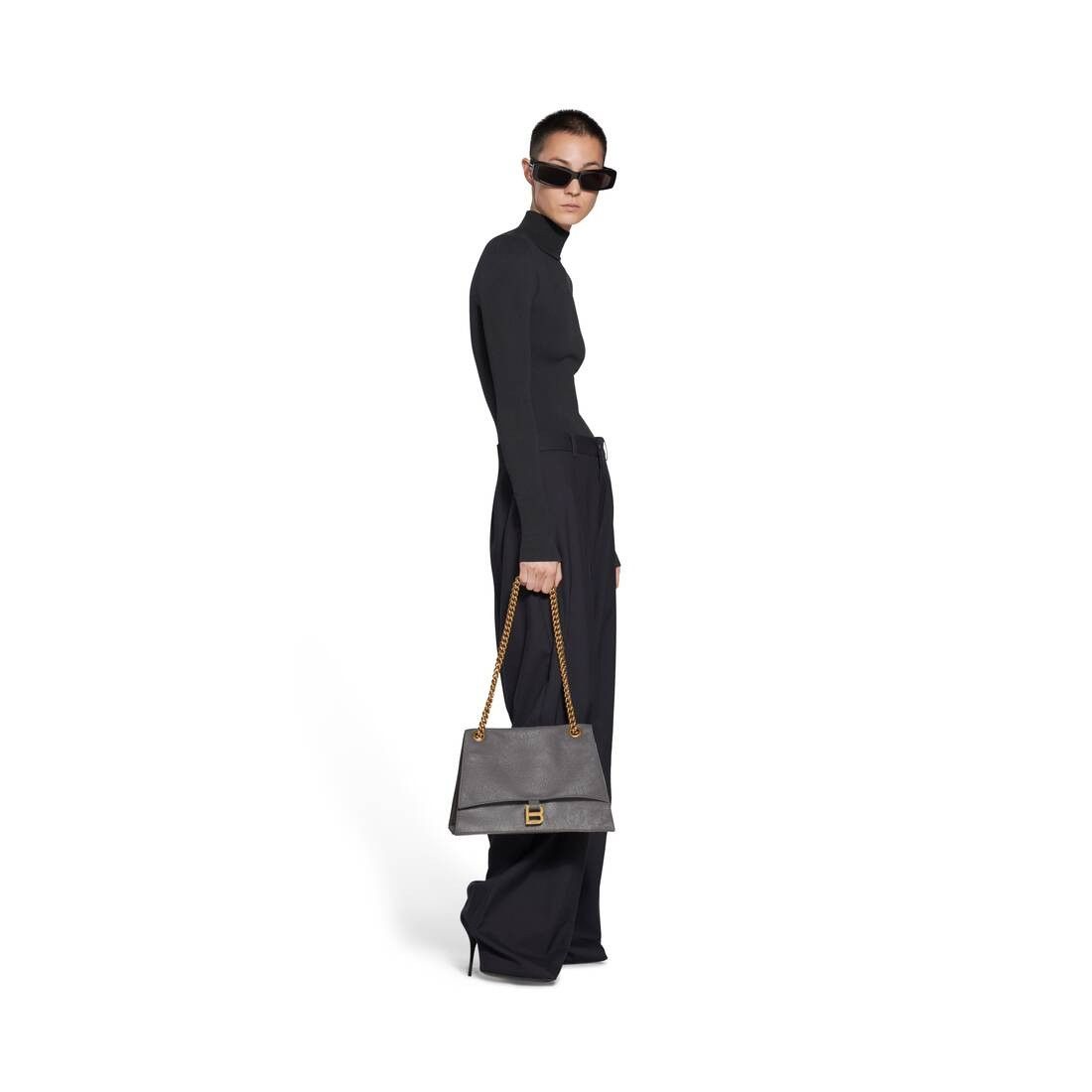 Balenciaga o1la1rc1a1125 Size: OS / Crush Medium Chain Bag in Dark Grey Size ONE SIZE - 4 Thumbnail