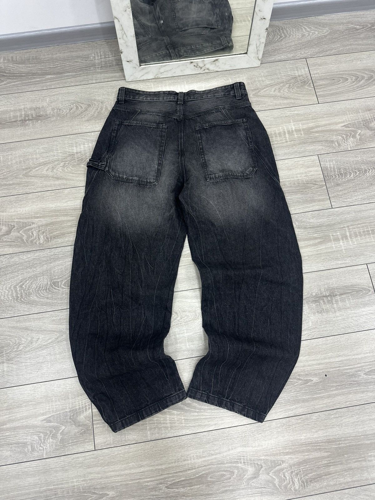 Japanese Brand Baggy Black Washed Y2K Opium Wide Jeans Jnco Style Size US 34 / EU 50 - 2 Thumbnail
