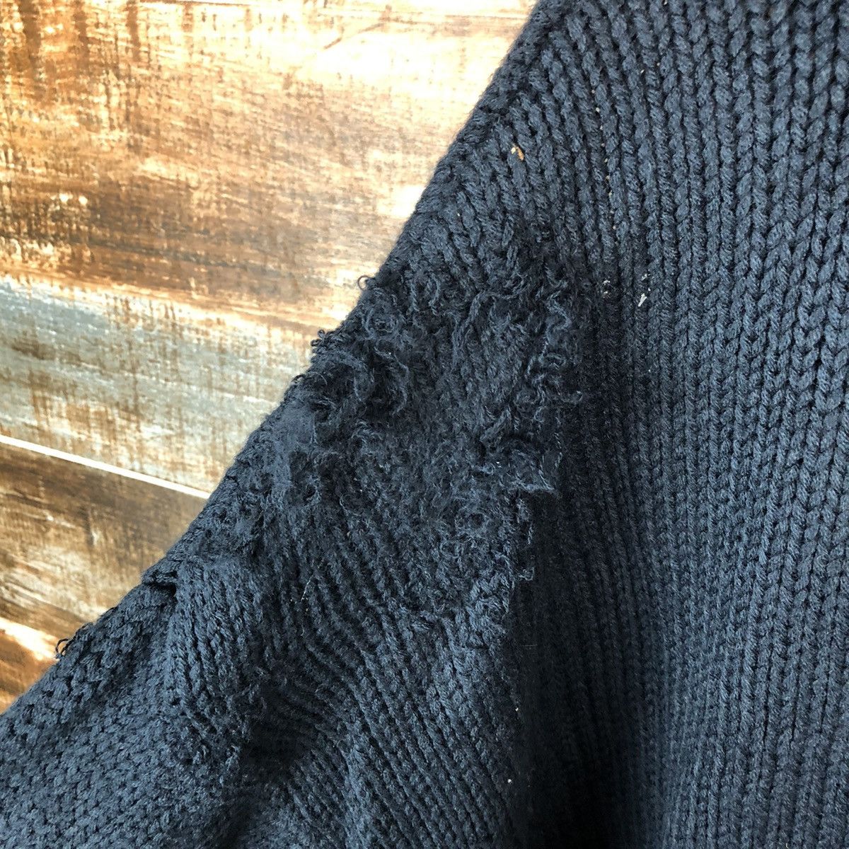 Homespun Knitwear × Japanese Brand RCWB Dark Blue Turtle Neck ripped Knitwear #A1355 Size M / US 6-8 / IT 42-44 - 11 Thumbnail