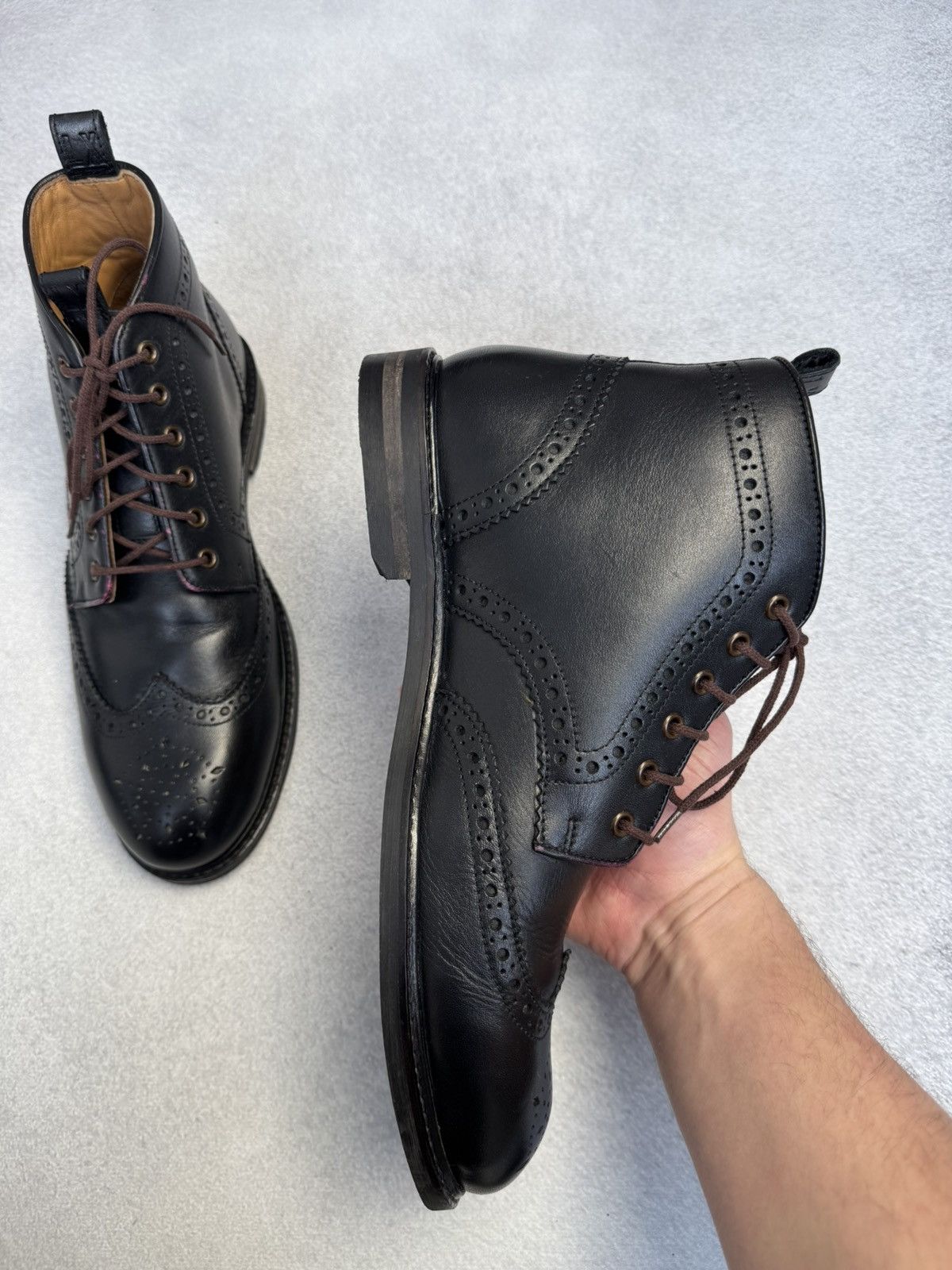 Other LANX Ankle Derby Brogue Boots Black Leather US8 Like New Size US 8 / EU 41 - 10 Thumbnail