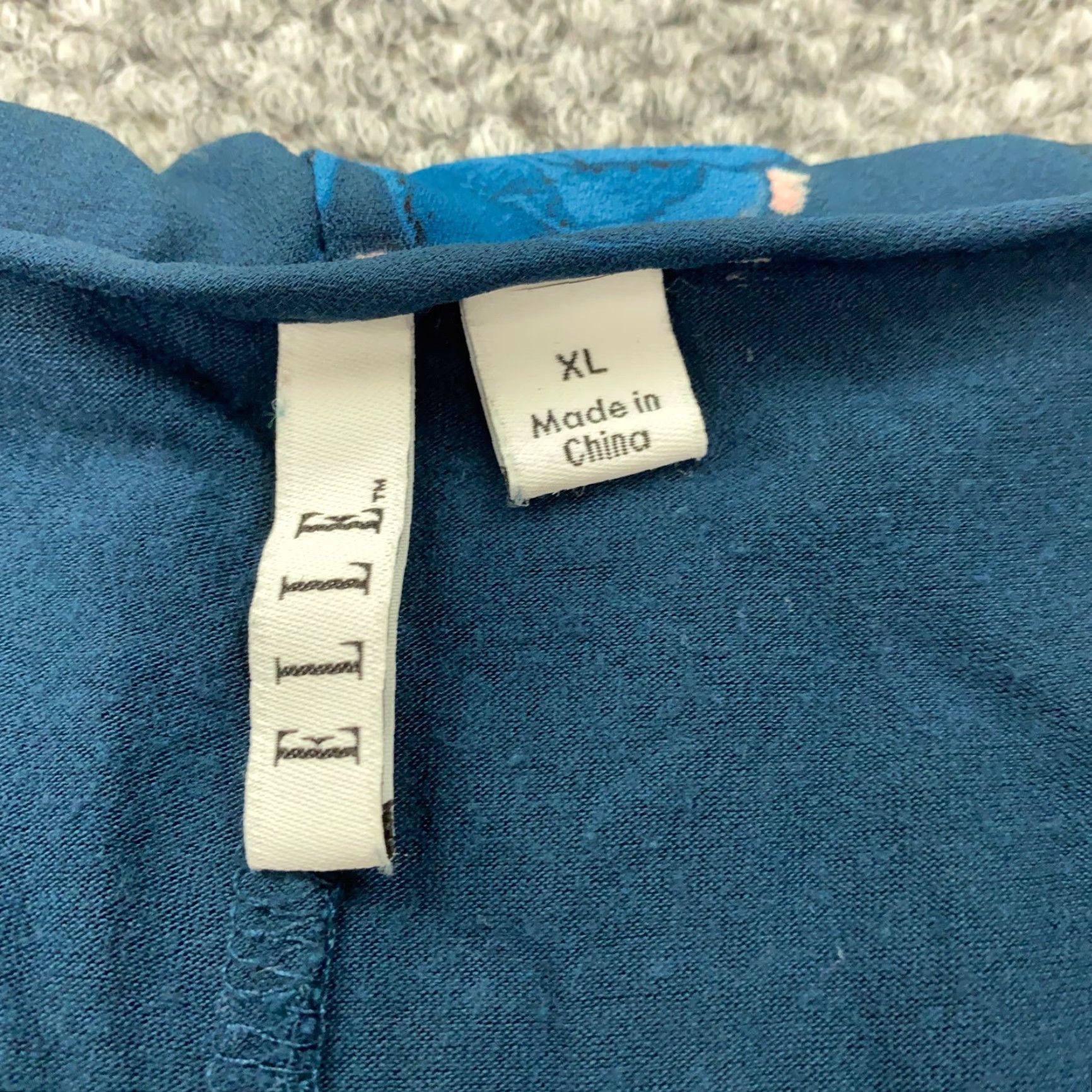 Vintage Elle Blouse XL Blue Floral Flowy Layered Stretch Top Size XL / US 12-14 / IT 48-50 - 6 Thumbnail