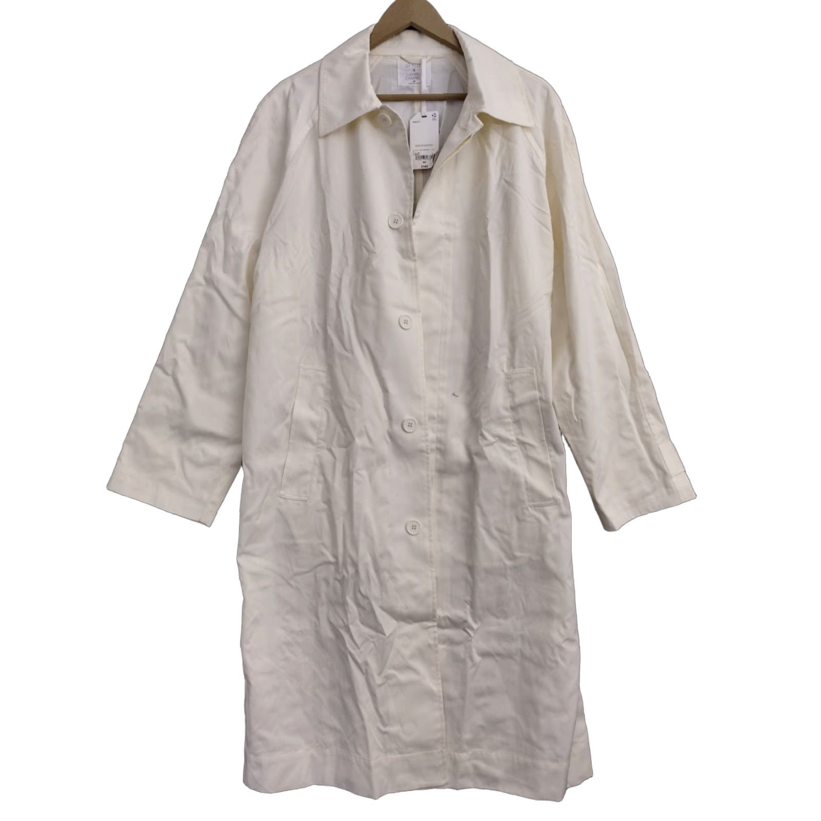 Vintage Stylus Trench Coat Men M Ivory Lightweight Pockets Button Size US M / EU 48-50 / 2 - 1 Thumbnail