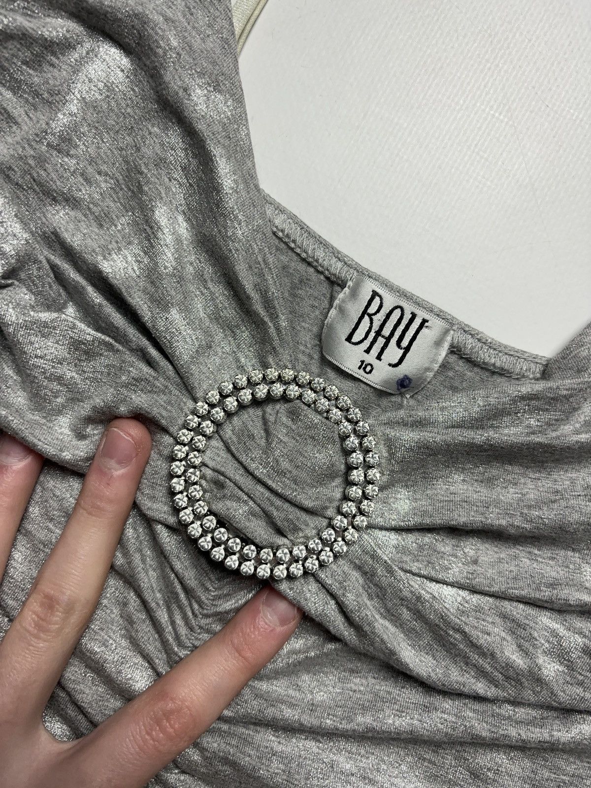 Vintage Glamour sexy silver tank top coquette style Size XS / US 0-2 / IT 36-38 - 8 Thumbnail