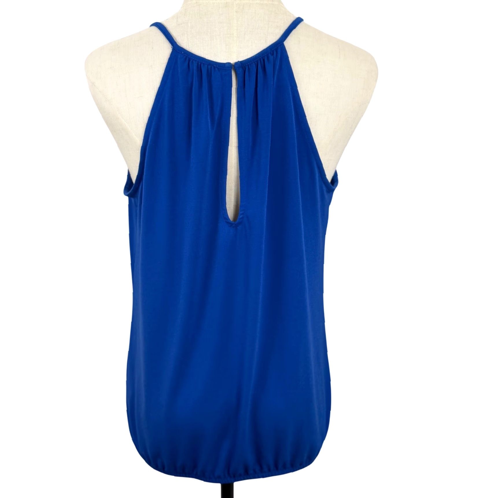 Express Express Halter Tank Top S Cobalt Blue Bubble Hem Keyhole Y2K Retro Comfort Modern Casual Night Out Women Size S / US 4 / IT 40 - 3 Thumbnail