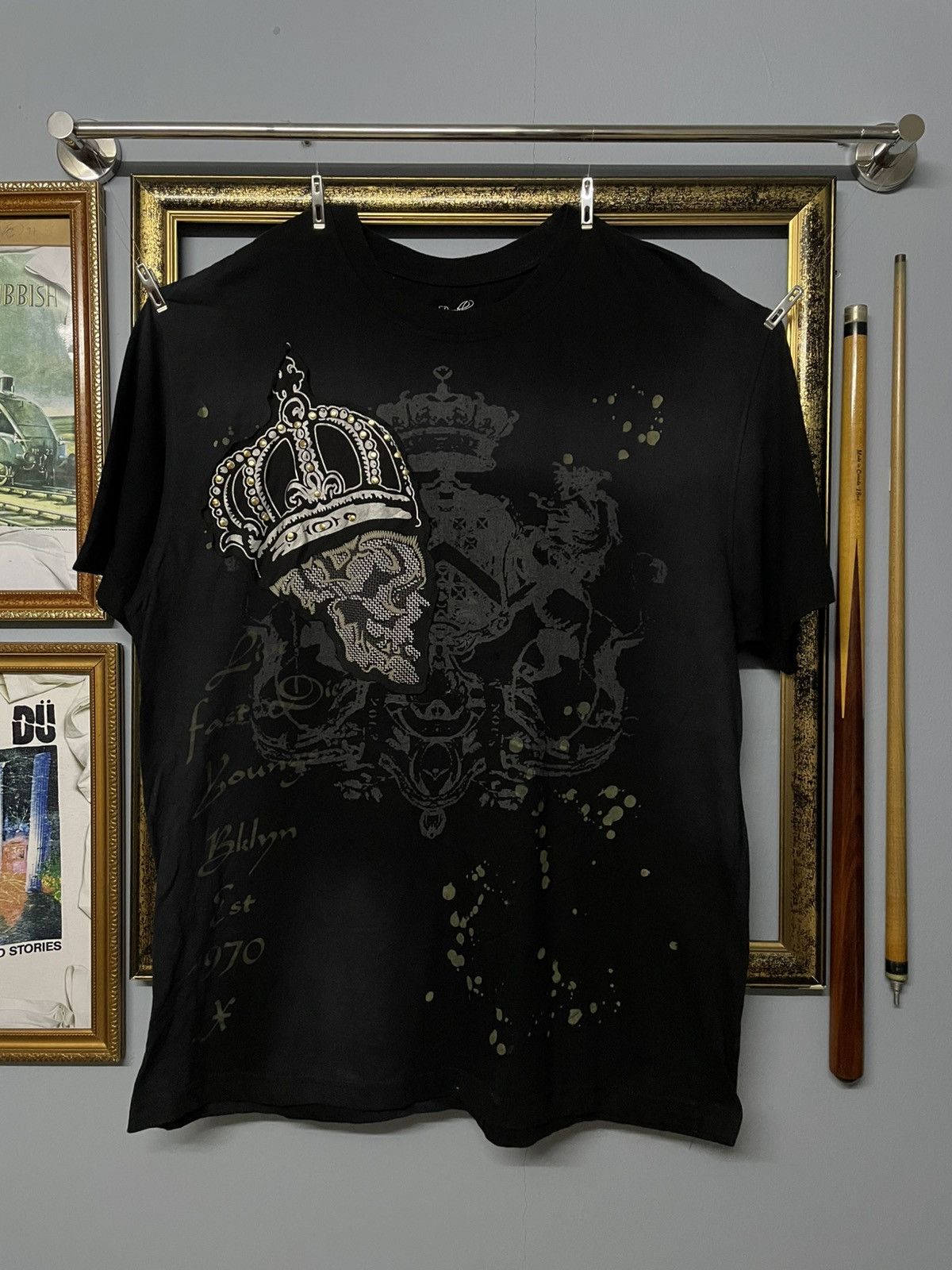 Affliction Vintage Japan Designer Xpress Skull Big Head Faded Tee Size US XXL / EU 58 / 5 - 1 Thumbnail