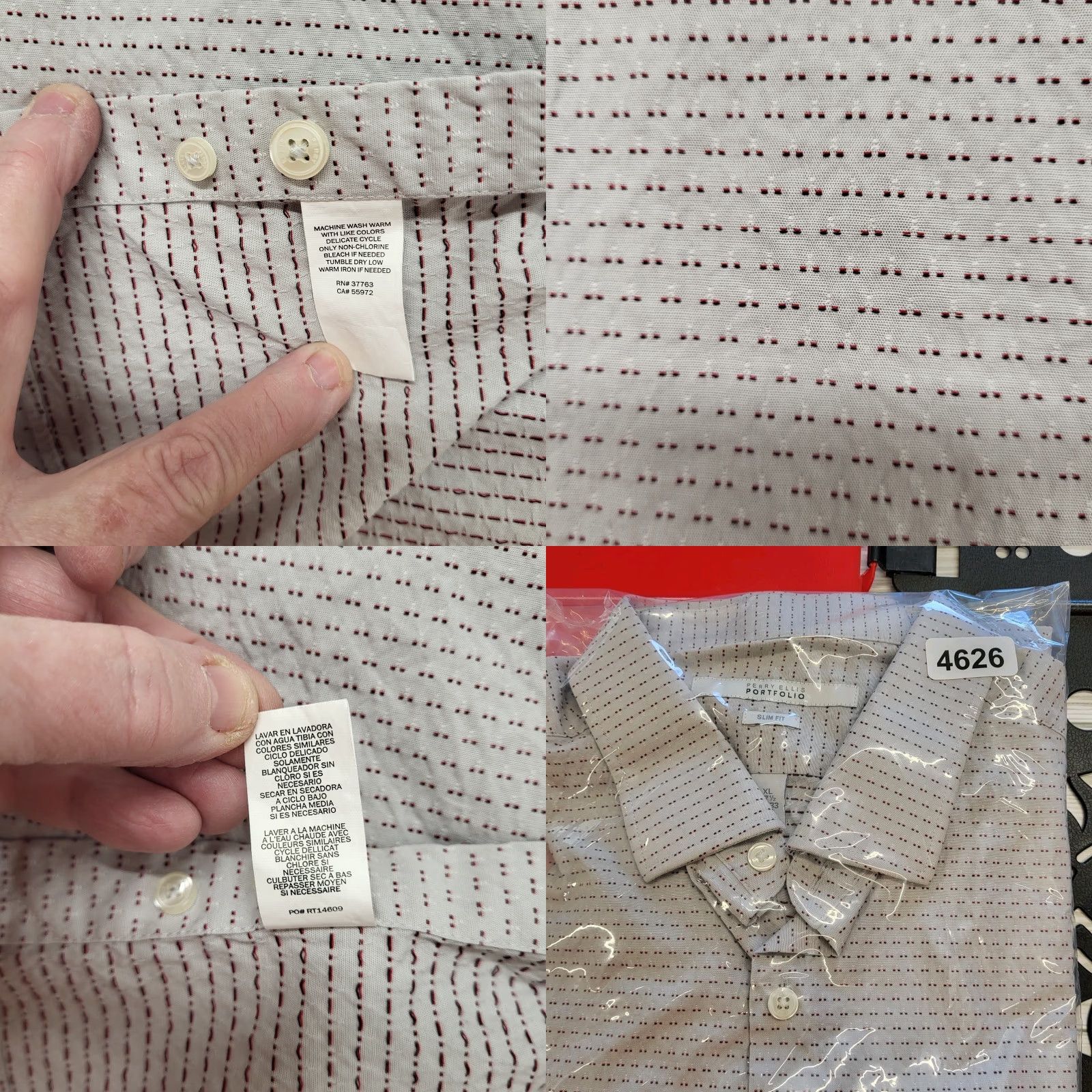 Perry Ellis Perry Ellis Portfolio Shirt Mens XL Beige Tiny Dots Button-Up Slim Fit Geometric Pattern Casual Men's Regular Size XLarge Size US XL / EU 56 / 4 - 9 Thumbnail