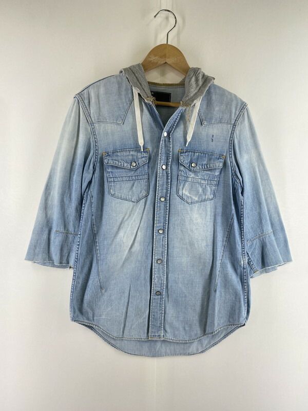 Number (N)ine 3/4 Sleeve Hooded Button Up Shirt Size US M / EU 48-50 / 2 - 1 Thumbnail