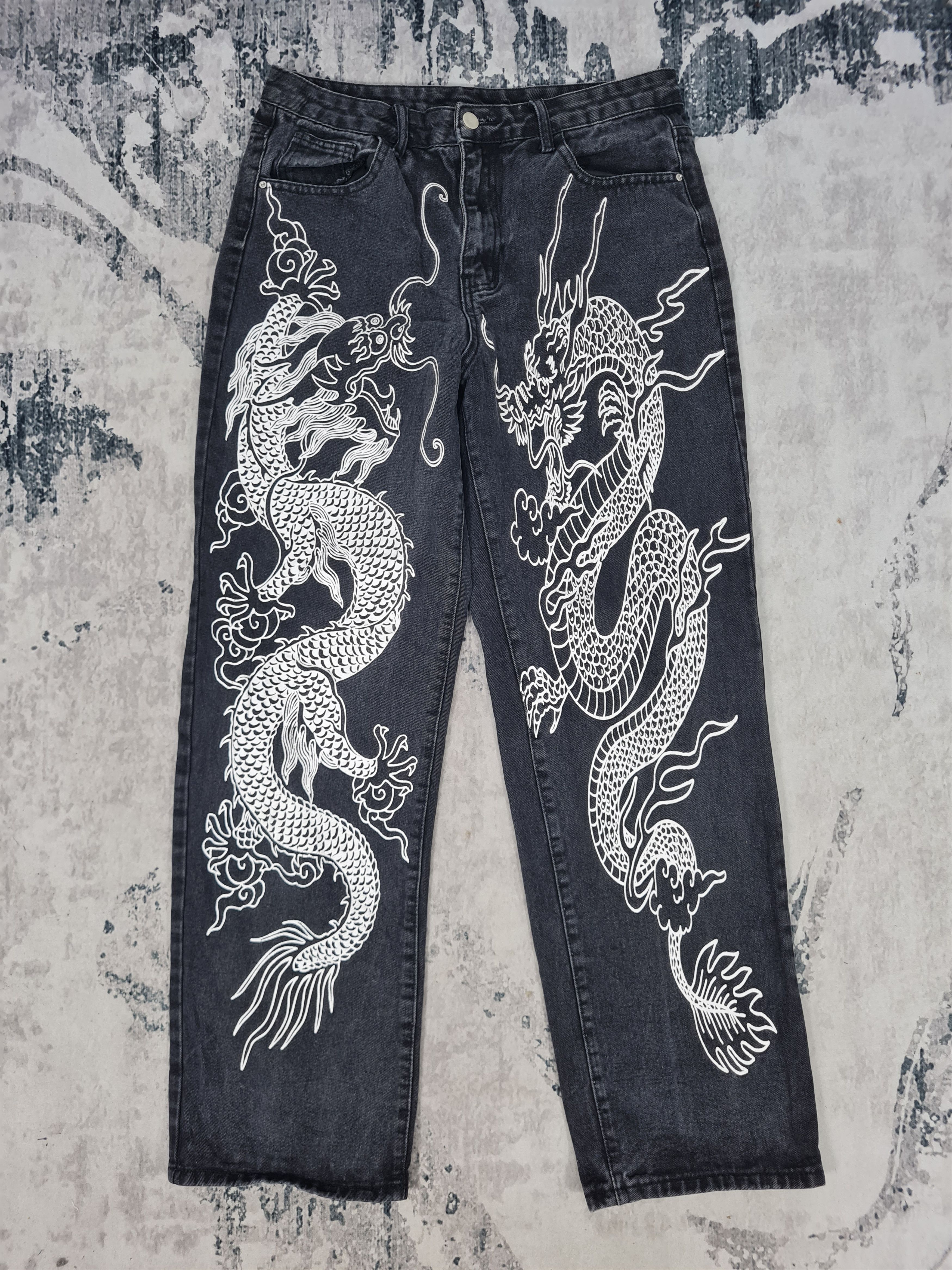Other Shein Women Dragon Print Art Design Jeans Size 32x30 JB0156 Size US 32 / EU 48 - 1 Thumbnail
