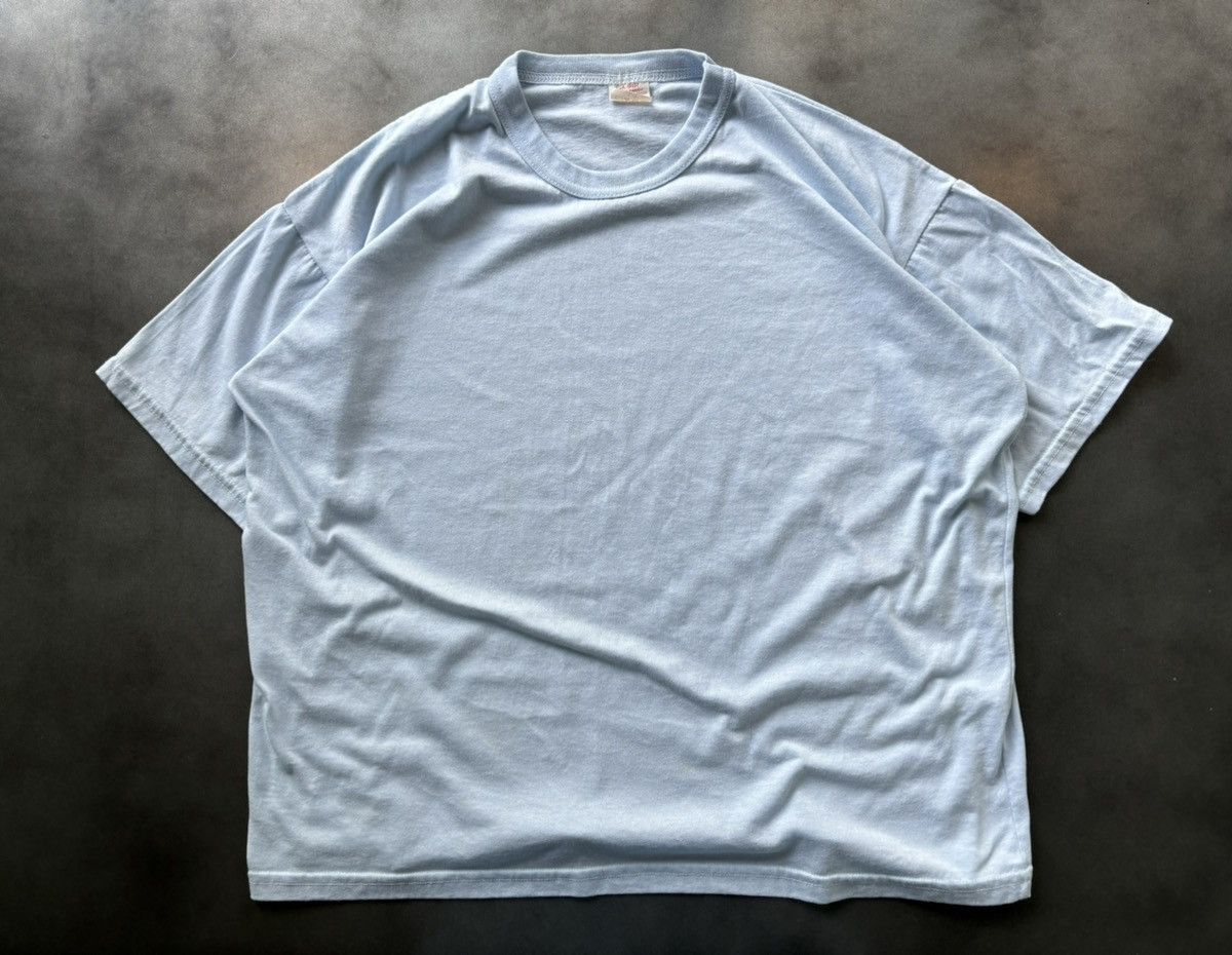 Fruit Of The Loom × Vintage 1980s Vintage Blank Tee 50/50 Made in Canada Boxy Crop Blue Size US M / EU 48-50 / 2 - 5 Thumbnail