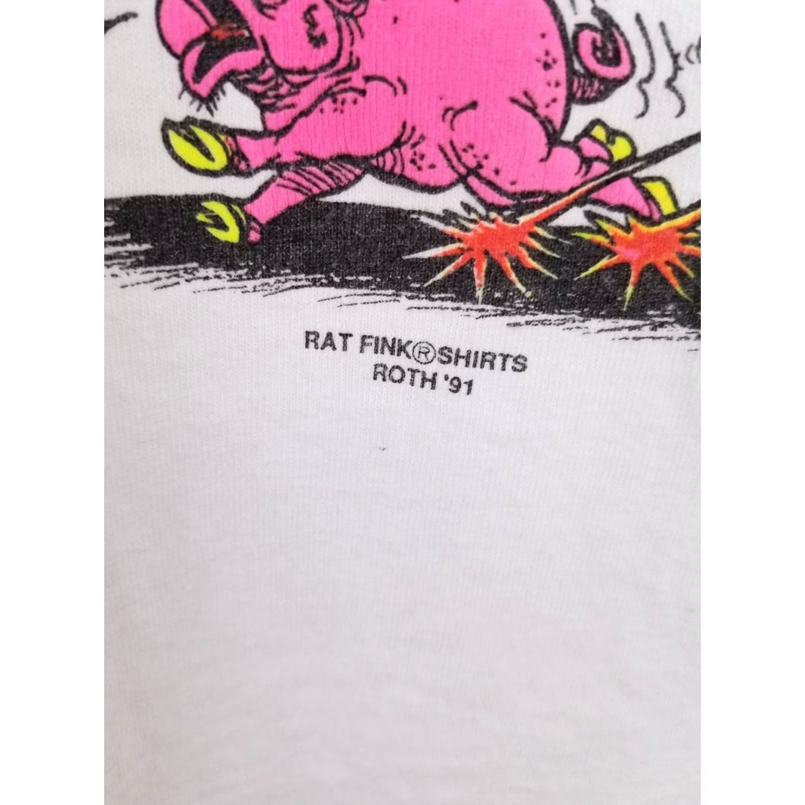 Gildan VINTAGE 91' RAT FINK ED ROTH HOT RODS WERE DANGEROUS WHITE COTTON T-SHIRT SZ XXL Mens T-Shirt 2XL White Cotton Vintage Size US XXL / EU 58 / 5 - 3 Thumbnail