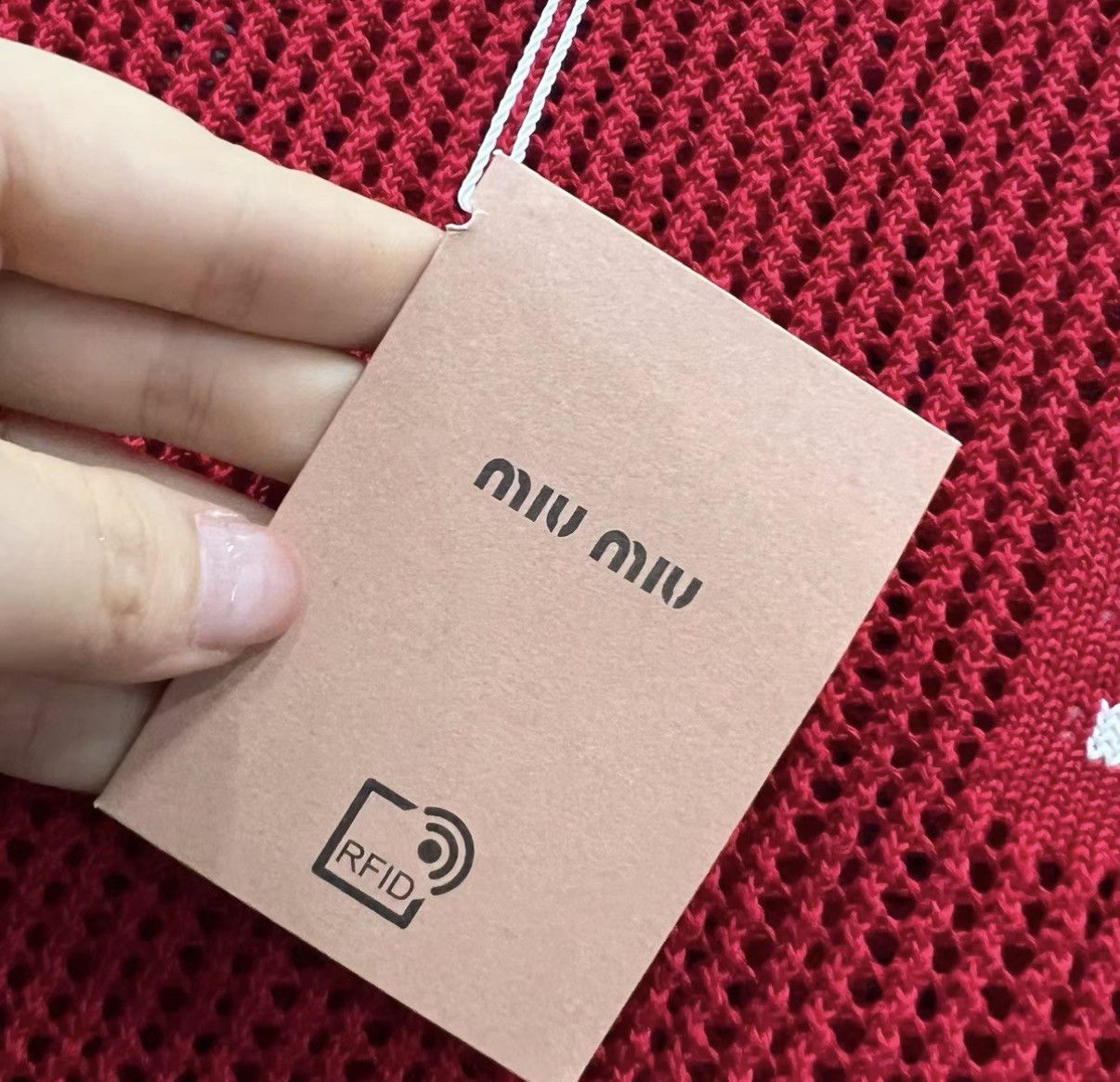 Miu Miu Miu Miu Red Knit Short Sleeve Top with Mini Logo Print J41 Size XS / US 0-2 / IT 36-38 - 3 Thumbnail