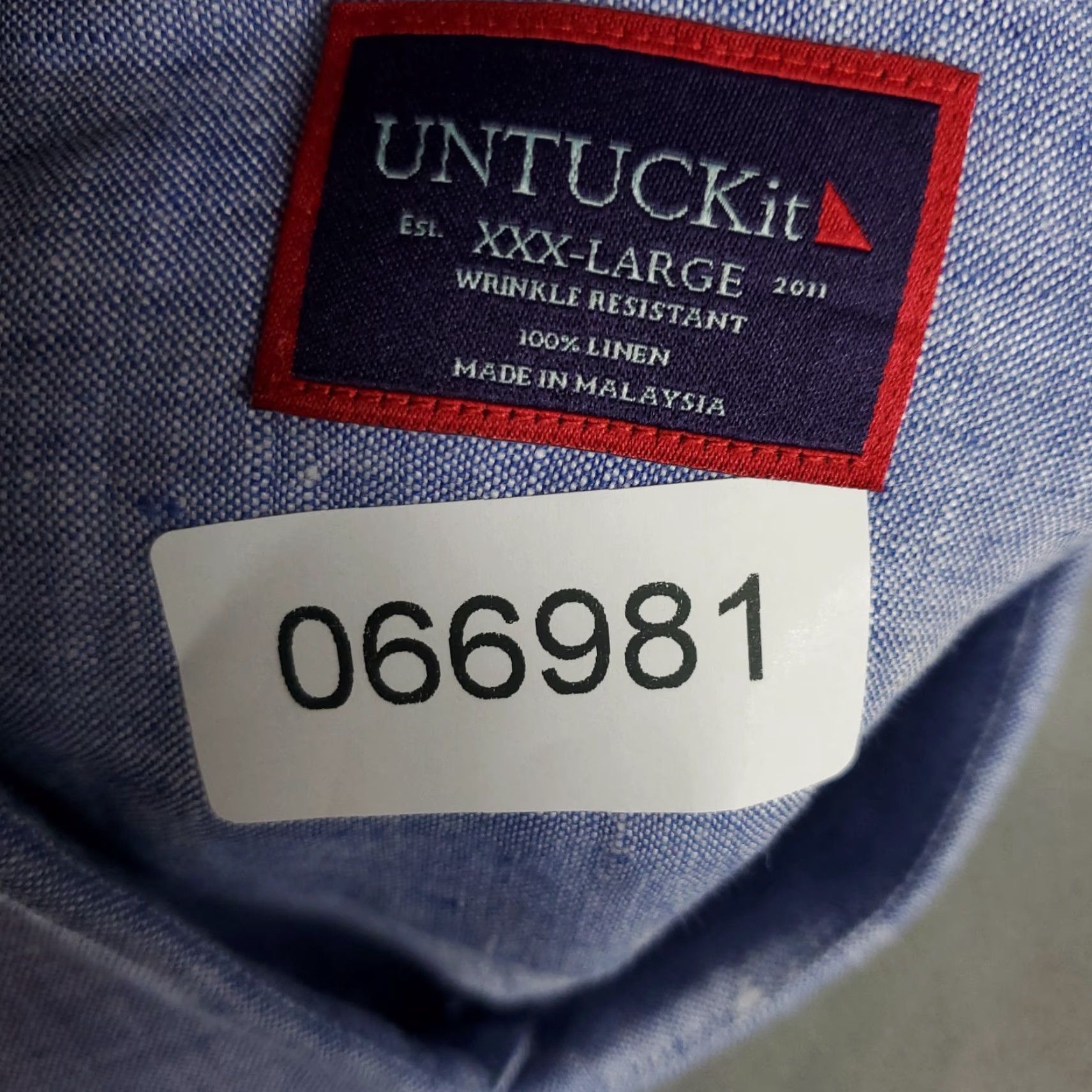 UNTUCKit UNTUCKit Shirt Mens 3XL Blue Linen Button-Up Long Sleeve Jacket? Size US XXL / EU 58 / 5 - 7 Thumbnail