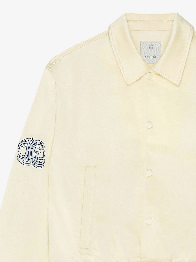 Givenchy o1w1db10326 Heavy Satin Blouson Jacket in Ivory/Blue Size US S / EU 44-46 / 1 - 4 Thumbnail