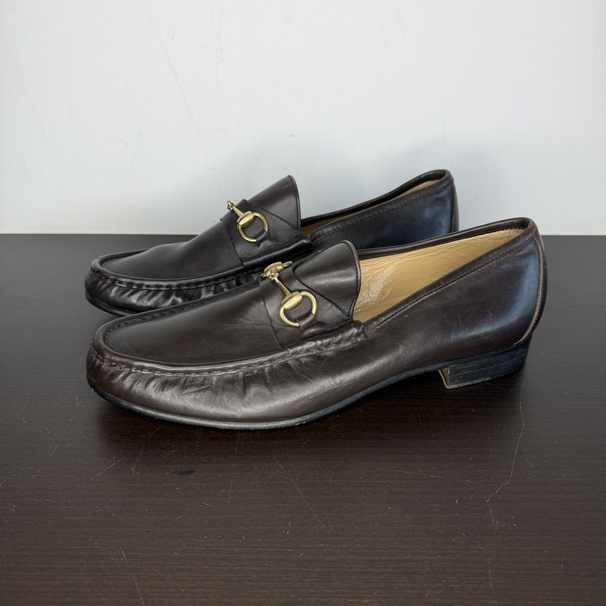 Gucci NEW GUCCI Jordaan Loafers Formal Shoes Leather Brown Size US 11.5 / EU 44-45 - 1 Thumbnail
