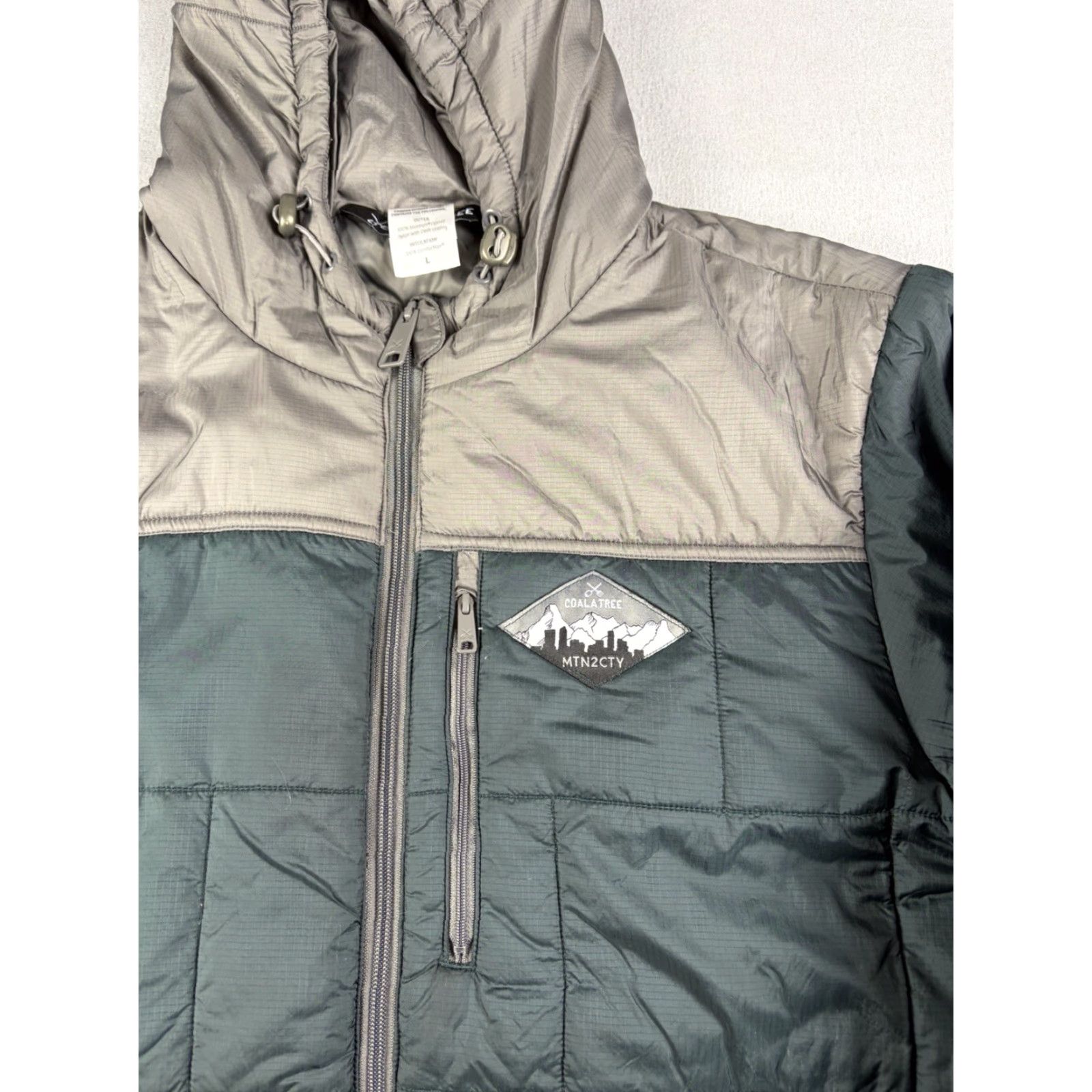 Camper Colaatree Jacket Mens Large Gray Hooded Puffer Zip Mid-Length Insulated Lightweight Hiking Outdoor Winter Reefers? Size US L / EU 52-54 / 3 - 2 Thumbnail