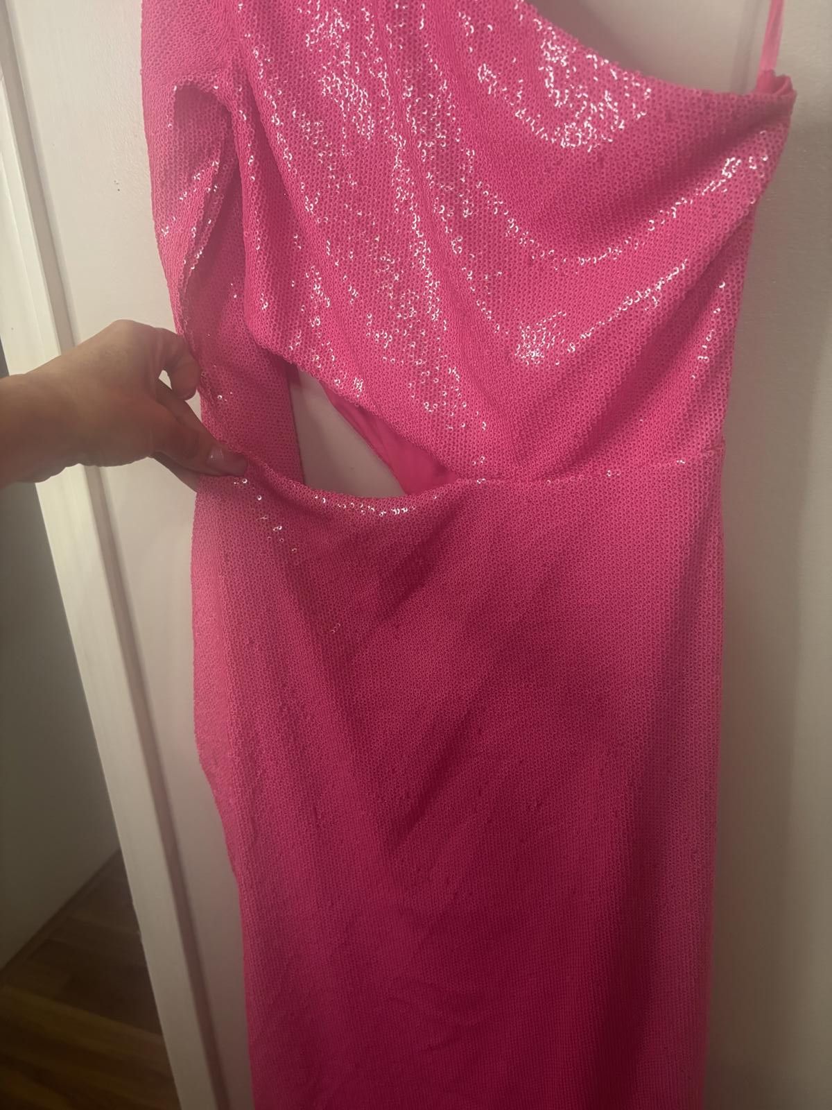 Designer L’agence Christie One Shoulder Pink Sequin Long Sleeve XS Size XS / US 0-2 / IT 36-38 - 6 Thumbnail