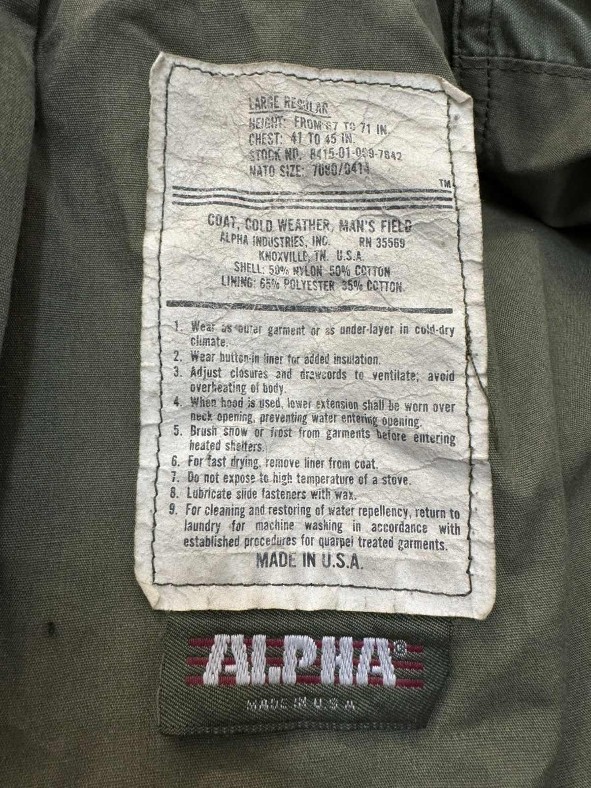 Alpha Industries Alpha Industries US ARMY m-65 field usa jacket vintage 1981L Size US L / EU 52-54 / 3 - 16 Thumbnail