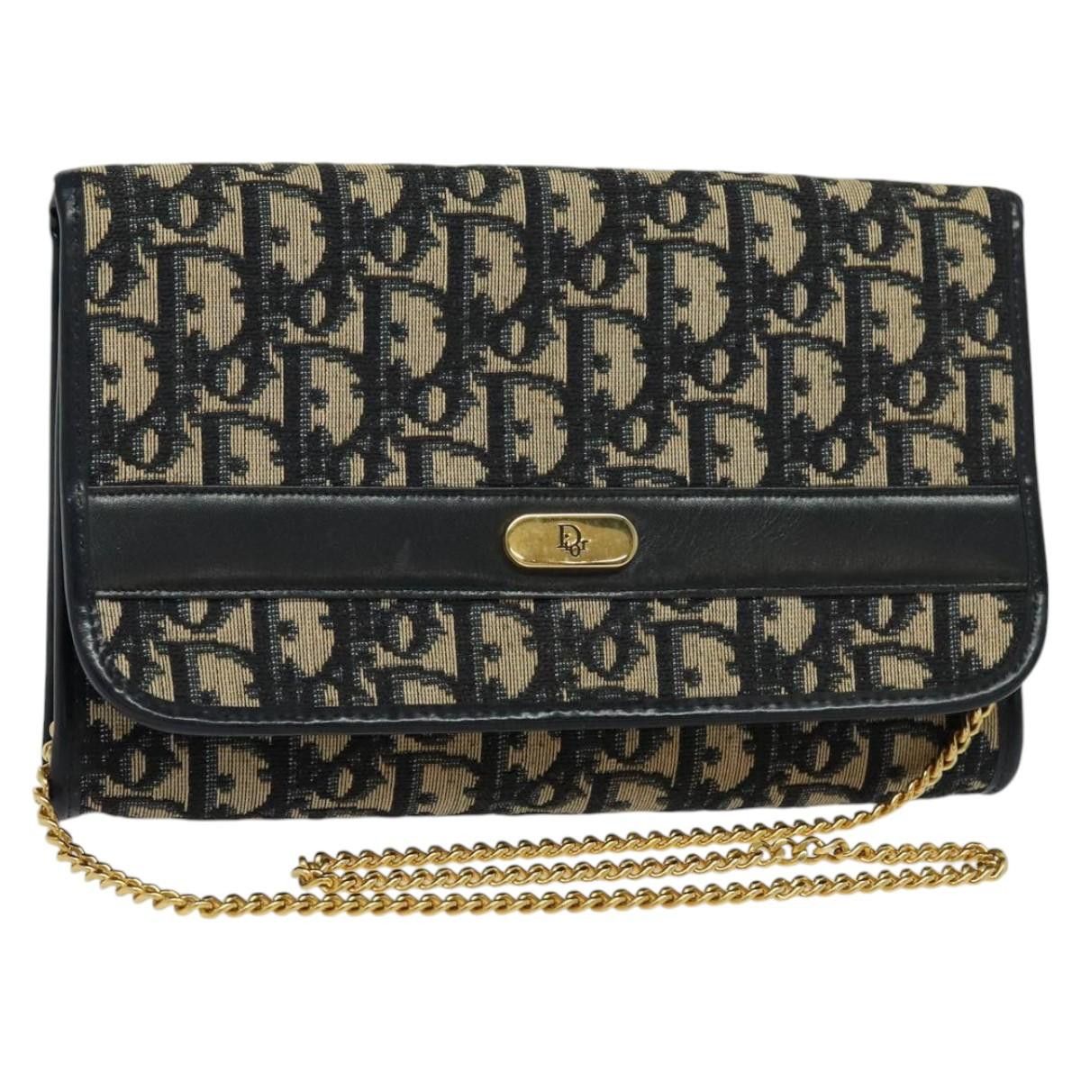 Dior DIOR Trotter Canvas Chain Shoulder Bag Navy Gold Size ONE SIZE - 1 Thumbnail