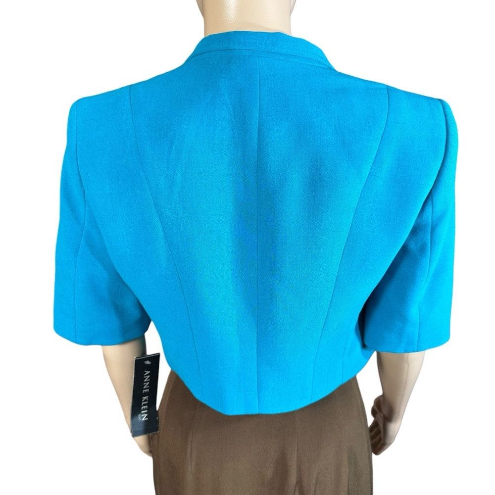 Anne Klein NWT New Anne Klein Short Sleeve Crop Open Front Turquoise J Size XS / US 0-2 / IT 36-38 - 4 Thumbnail