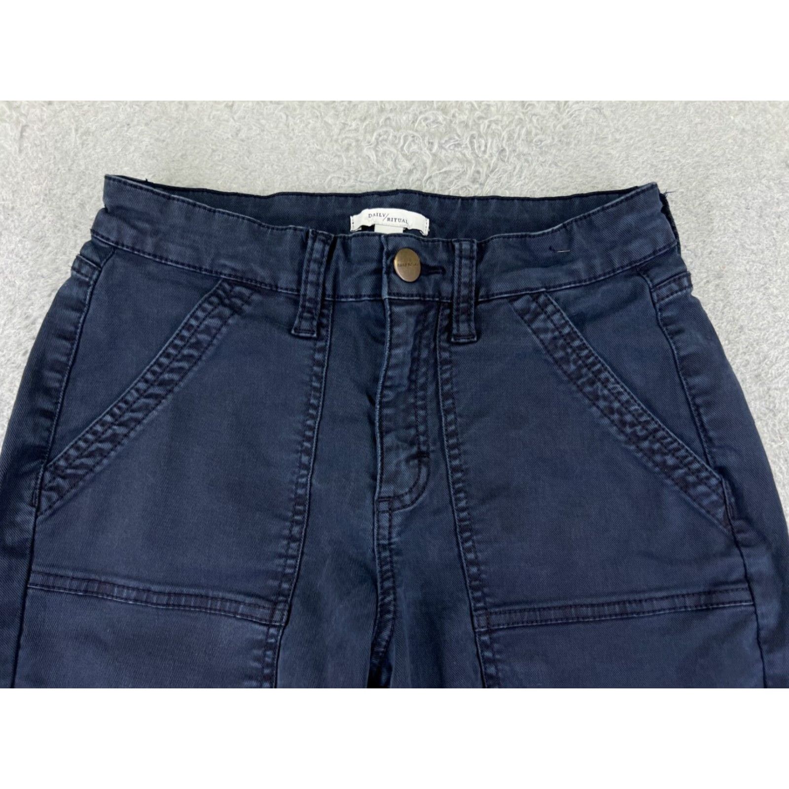 Vintage Vintage Daily Ritual Women's Skinny Jeans Pants 0 Blue Denim Ankle Zip Cotton Blend Mid Rise Size 25" / US 0 / IT 36 - 4 Thumbnail