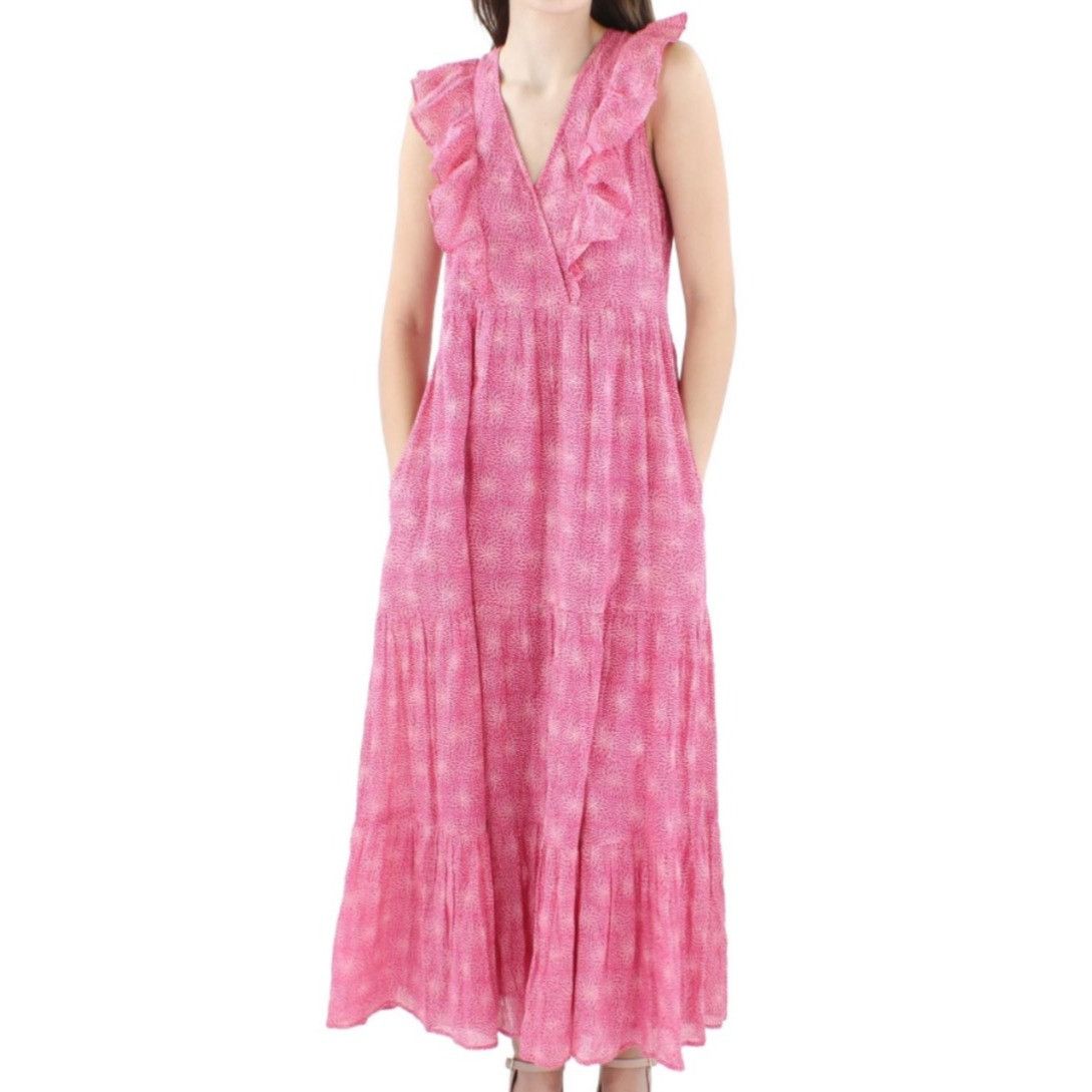 image of Banjanan Women’S Printed Maxi Fit & Flare Dress Size M New in Fuchsia, Women's