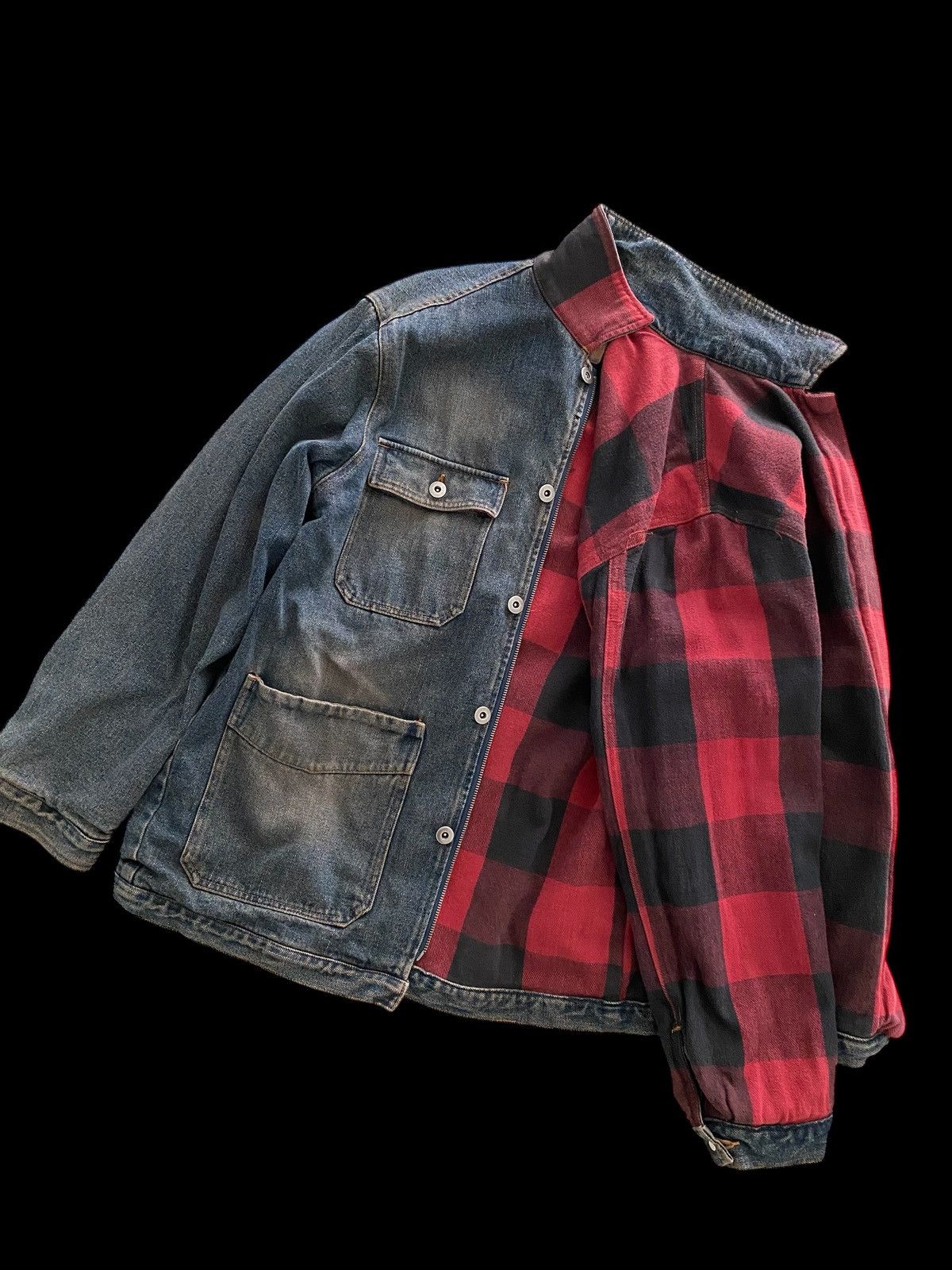 Hysteric Glamour Vintage SIX STAR CHORE DENIM JACKET LINNING PLAID PUNK Size US L / EU 52-54 / 3 - 7 Thumbnail
