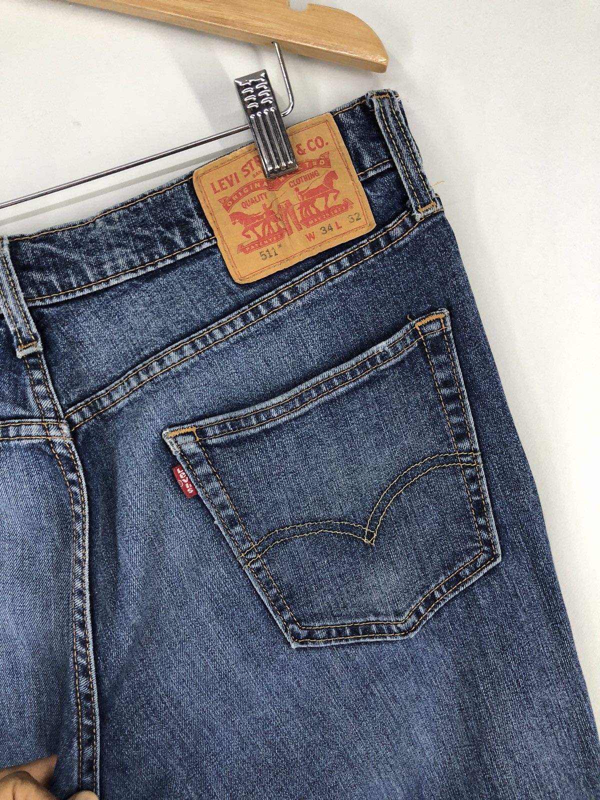 Levi's Vintage Levis 511 Patchwork Distressed Faded Blue Jeans Size US 34 / EU 50 - 15 Thumbnail
