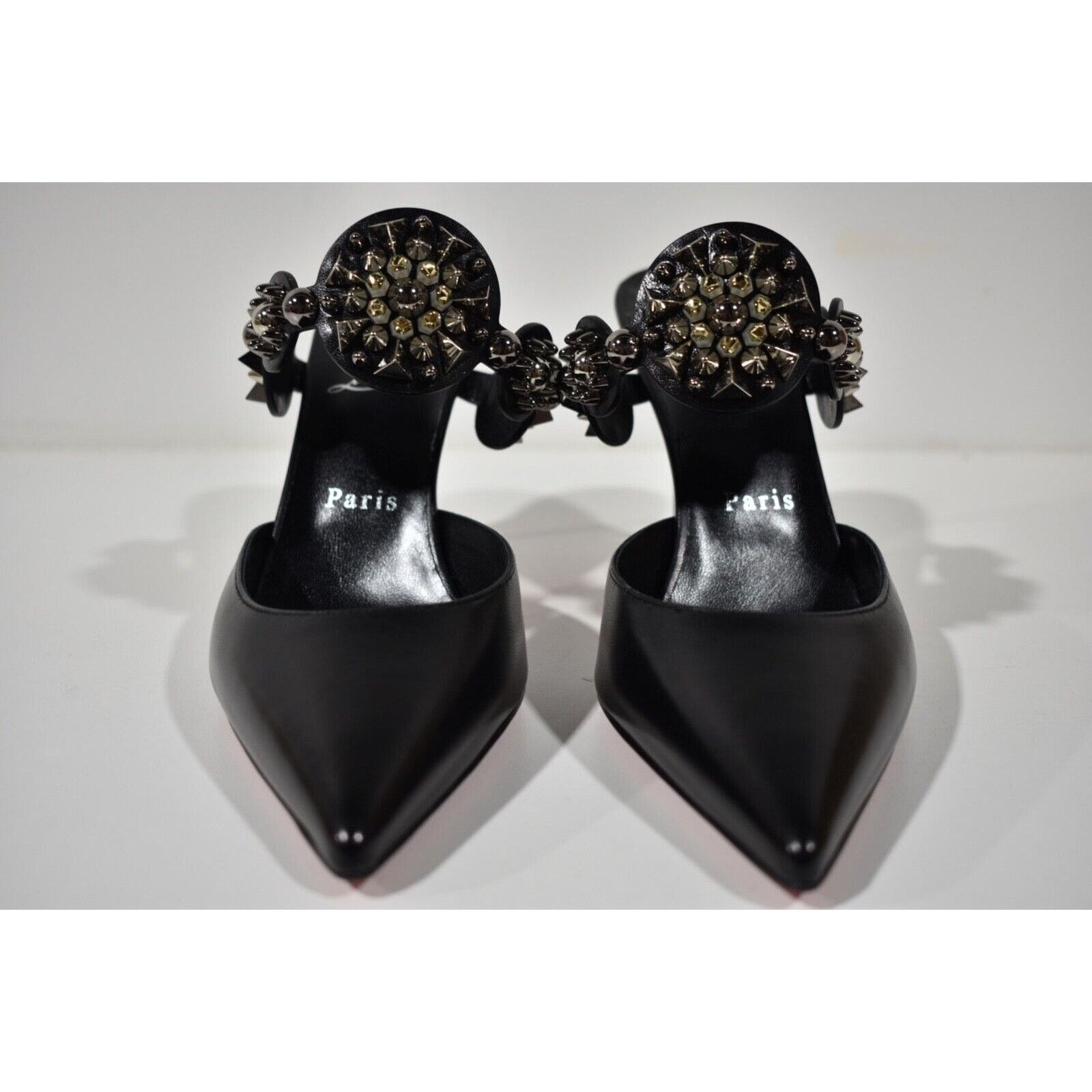 Christian Louboutin Miss Goldora 85 Black Backless Sandal Mule Heel Pump 37.5 Size US 7.5 / IT 37.5 - 6 Thumbnail