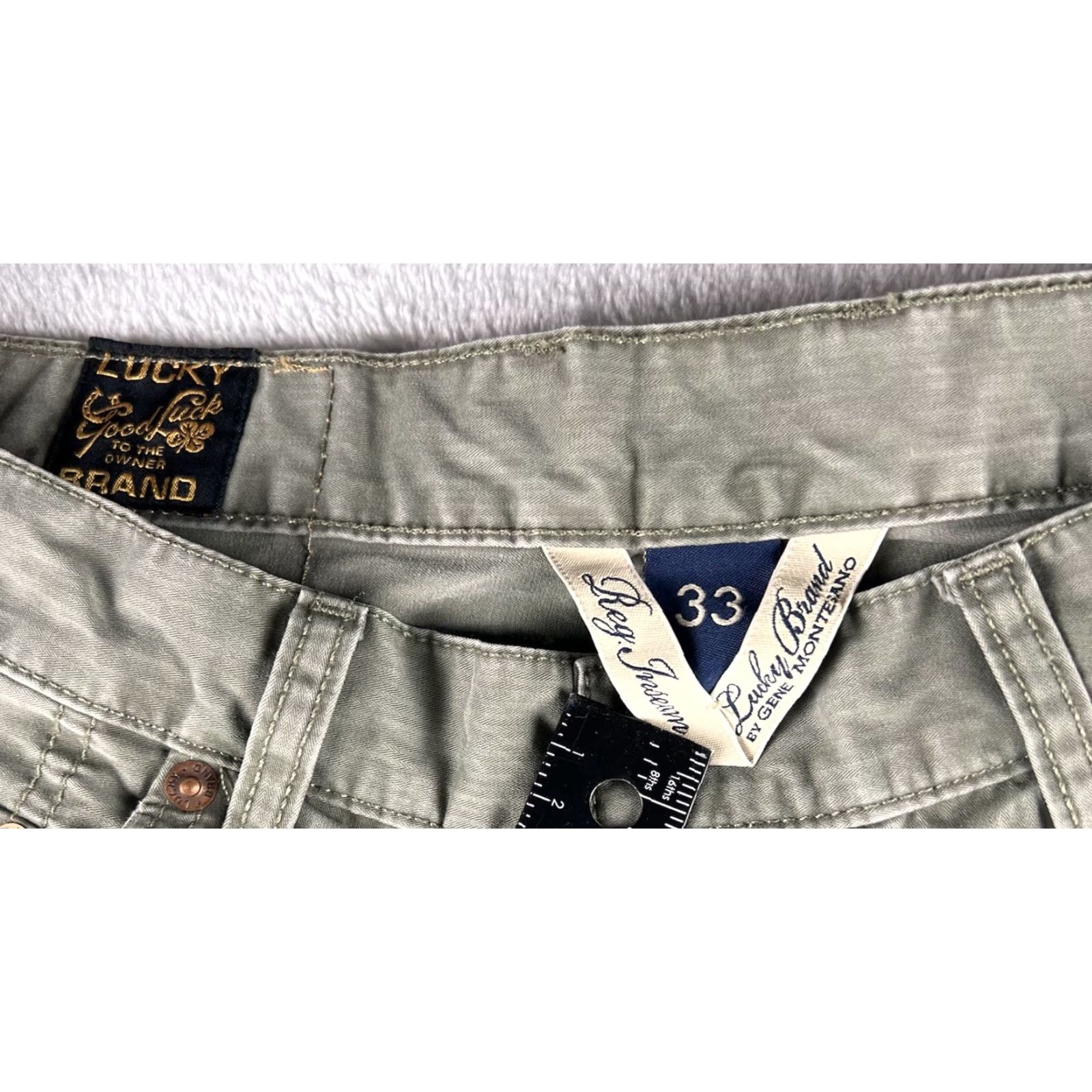 Lucky Brand Lucky Brand Chino Pants Mens 33R Olive Wide Leg Skater Military Y2K Era 7181J80 Size US 33 - 7 Thumbnail