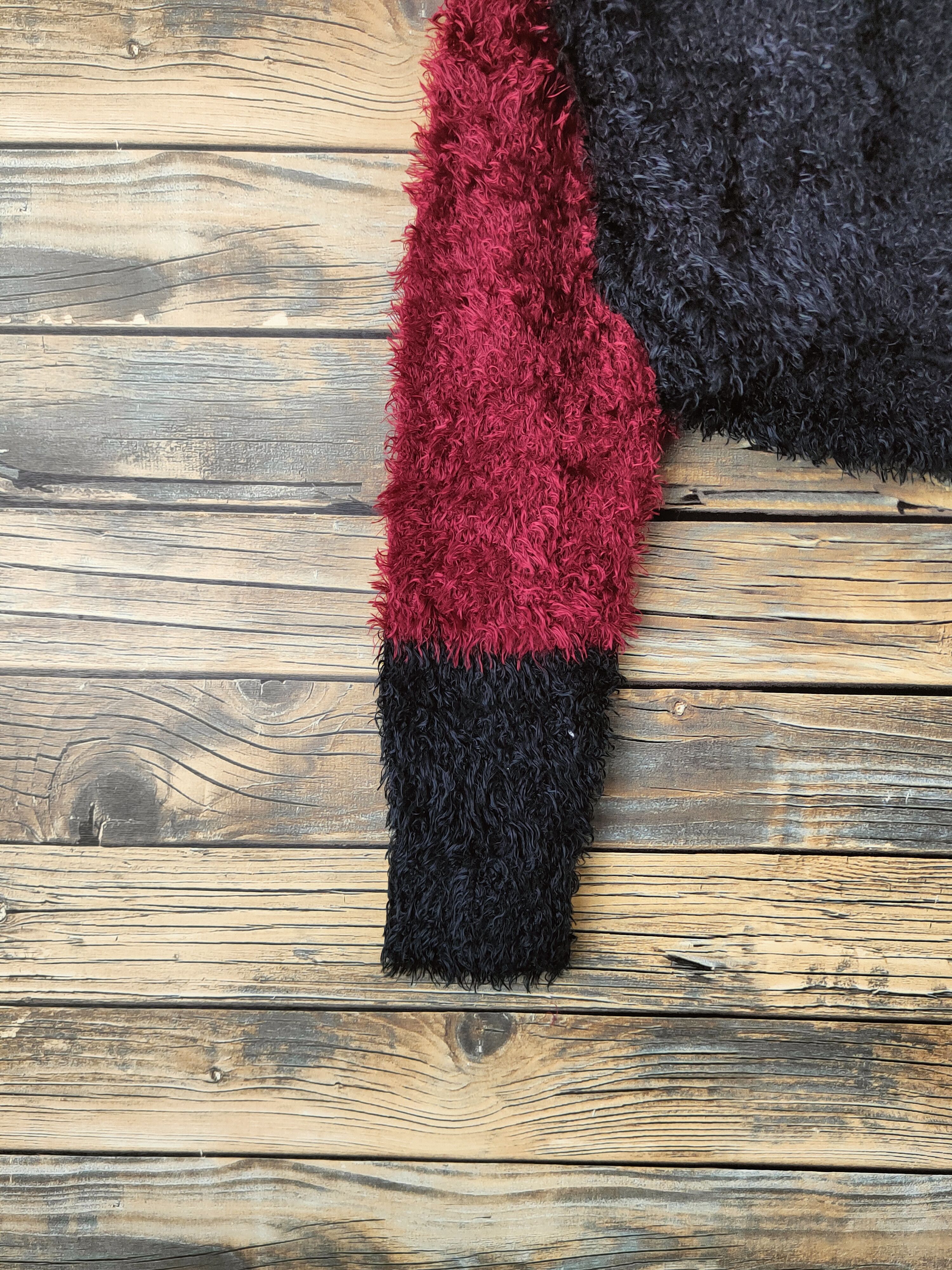 Japanese Brand DL Ingni Maroon Black Fur Mohair Knitwear Crop Tops #46-441 Size L / US 10 / IT 46 - 4 Thumbnail