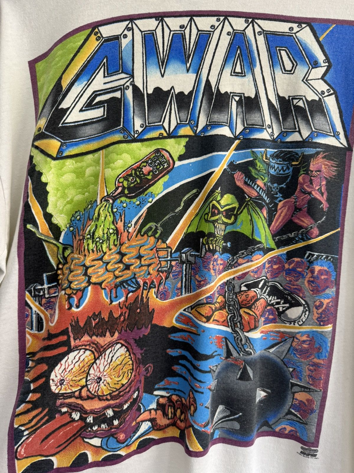 Band Tees Vintage 1994 Gwar When The Shit Hits The Fans Tour Tee Size US XL / EU 56 / 4 - 3 Thumbnail