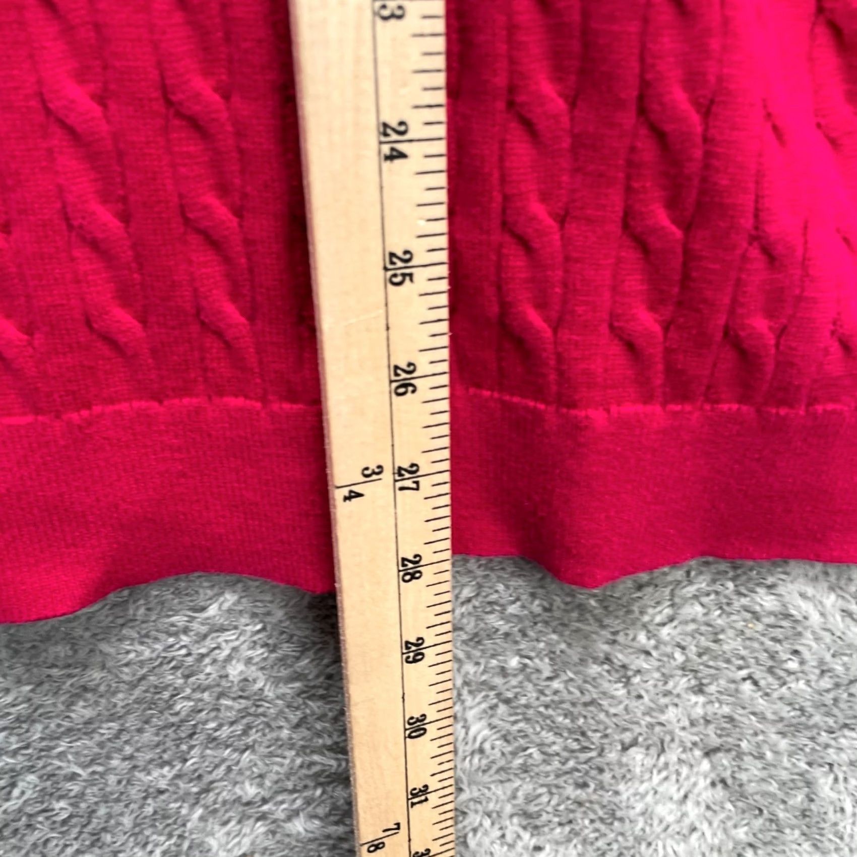 Lands' End Lands' End Cardigan Sweater Womens XL Plus Pink Cable Knit Cotton Button Front V-Neck Knit Size XL / US 12-14 / IT 48-50 - 7 Thumbnail