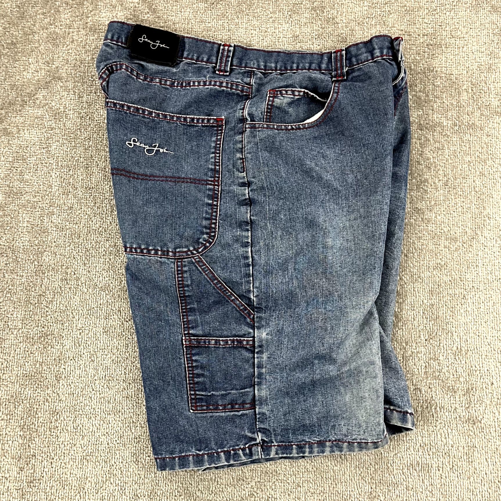 Sean John SEAN JOHN Shorts Mens 33 x 11.5" Blue Baggy Denim Hip Hop Grunge Y2K Jeans 5-Pocket Shirt Casual Mens Size US 33 - 3 Thumbnail