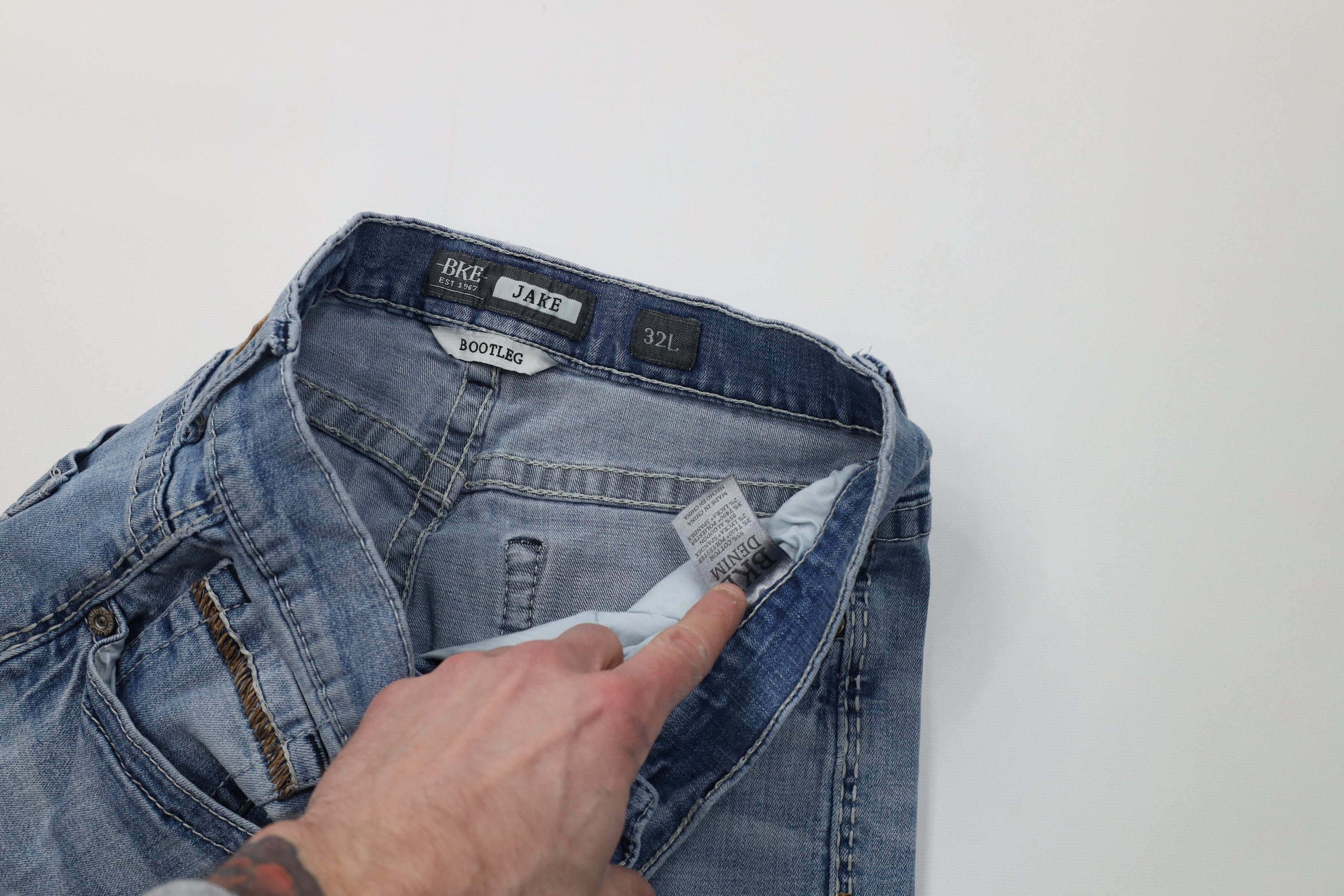 Vintage Buckle BKE Thick Stitch Jake Bootleg Denim Jeans Stretch Size US 32 / EU 48 - 10 Thumbnail
