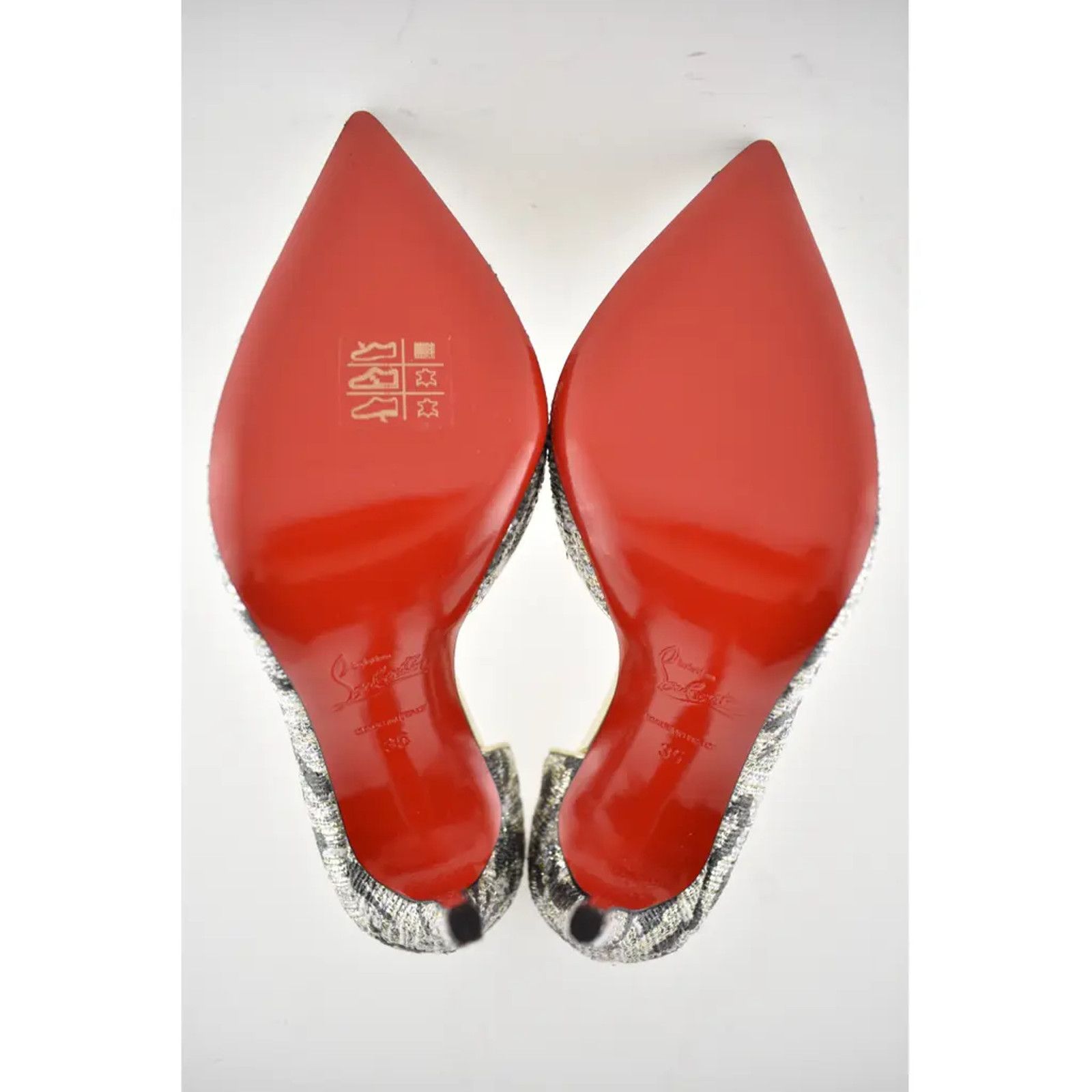 Christian Louboutin Christian Louboutin Iriza 100 Silver Black Gold Lurex Gigi Size US 5 / IT 35 - 12 Thumbnail