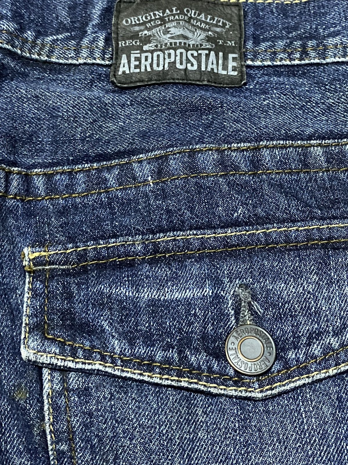 Aeropostale Vintage Aeropostale Slim bootcut Blue Wash Distressed Jeans Size US 34 / EU 50 - 15 Thumbnail
