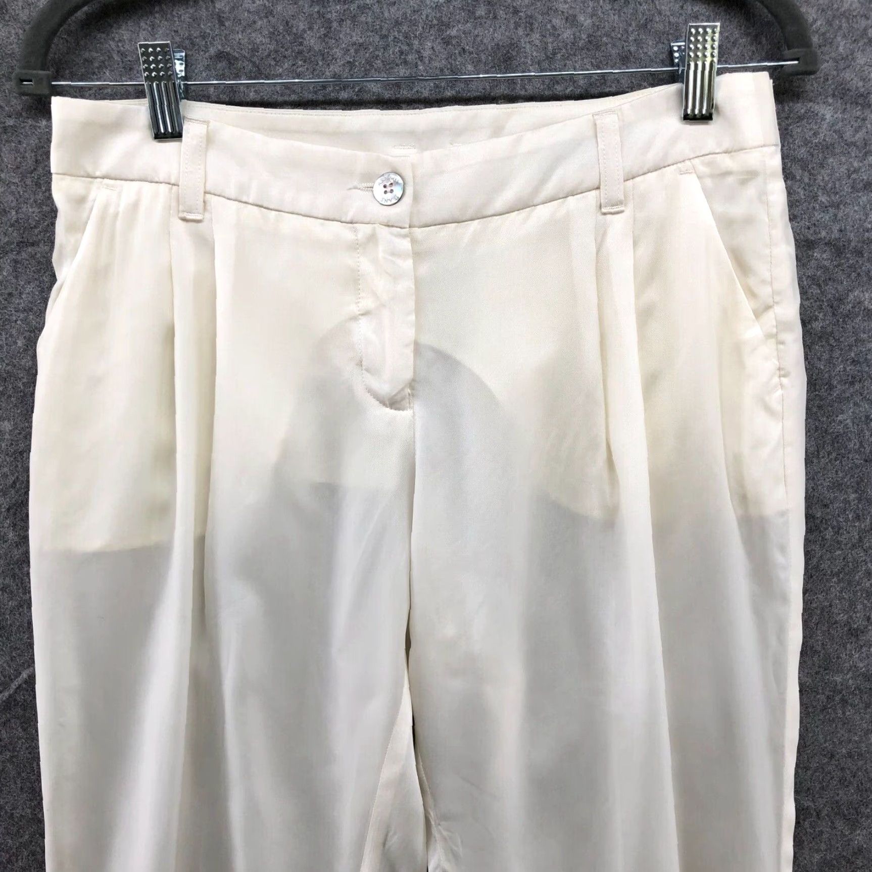 Vintage VINTAGE Armani Satin Dress Pants Womens 27 Ivory Business Formal Tapered Leg Mid Rise Size 27" / US 4 / IT 40 - 3 Thumbnail