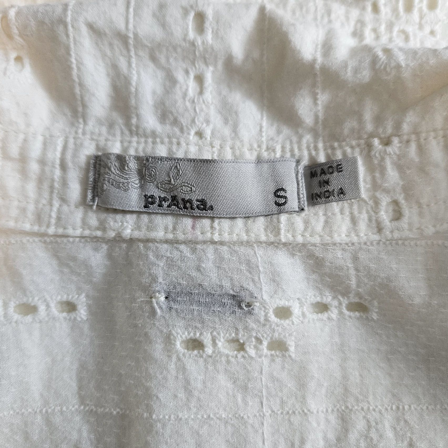 Prana Prana Ladyland Eyelet Dress Womens Sz Small Cream Organic Cotton Short Sleeve Size 28" / US 6 / IT 42 - 6 Thumbnail