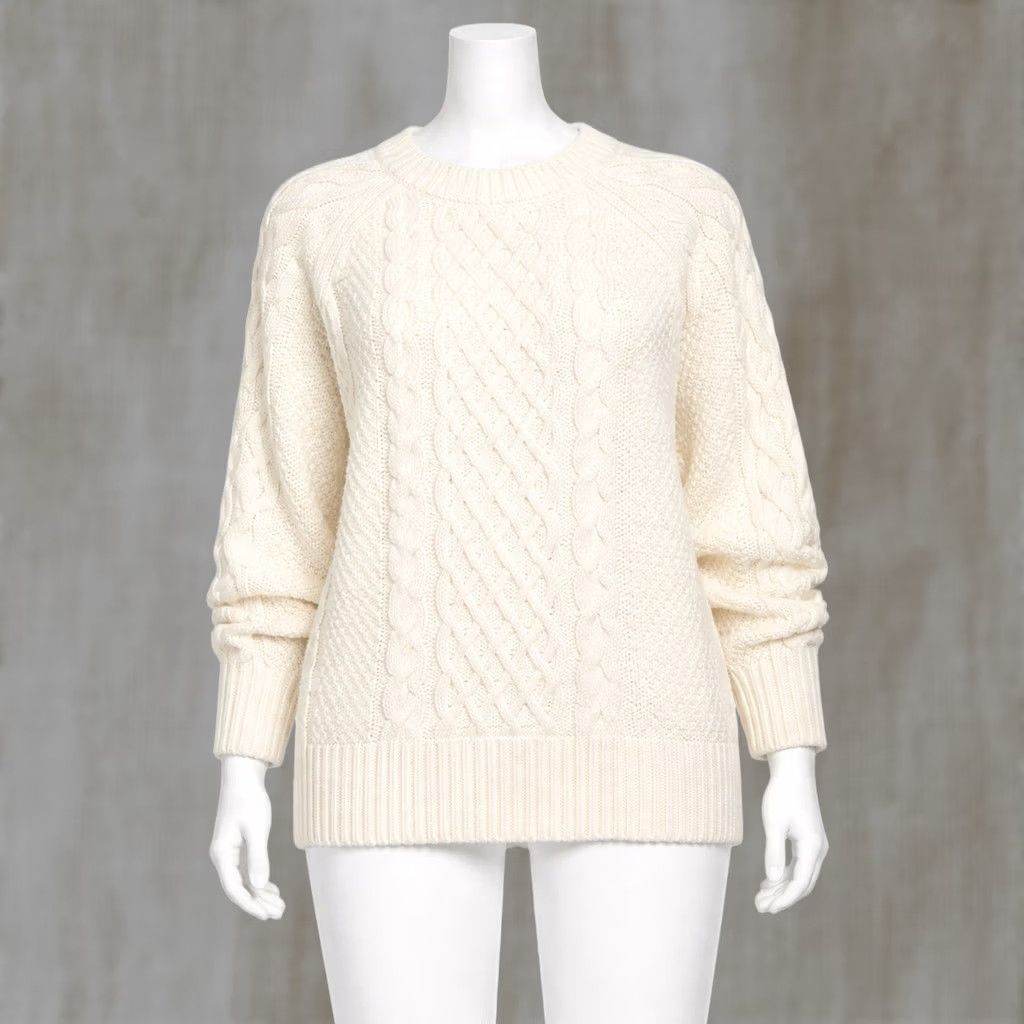 Vintage Anrabess Oversized Sweater Pullover Womens Large Cable Knit Chunky White Granny Size L / US 10 / IT 46 - 1 Thumbnail
