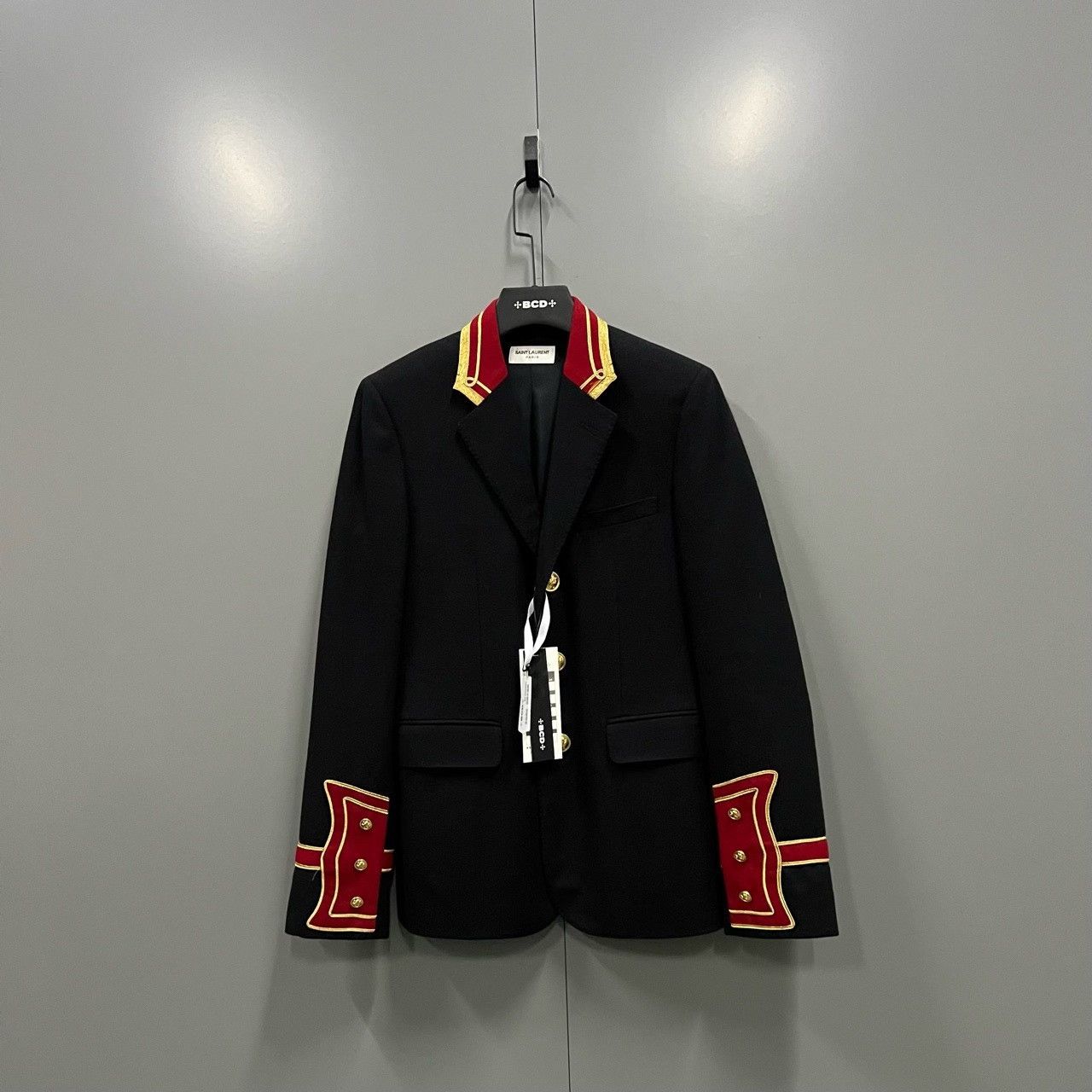 Saint Laurent Paris Saint Laurent Black Blazer Red Gold Trim Size US S / EU 44-46 / 1 - 1 Thumbnail