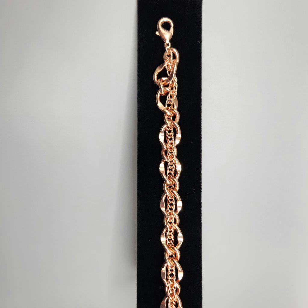 Designer Chunky Rose Gold-Tone Bracelet Double Strand Intertwined 7.5 Size ONE SIZE - 6 Thumbnail