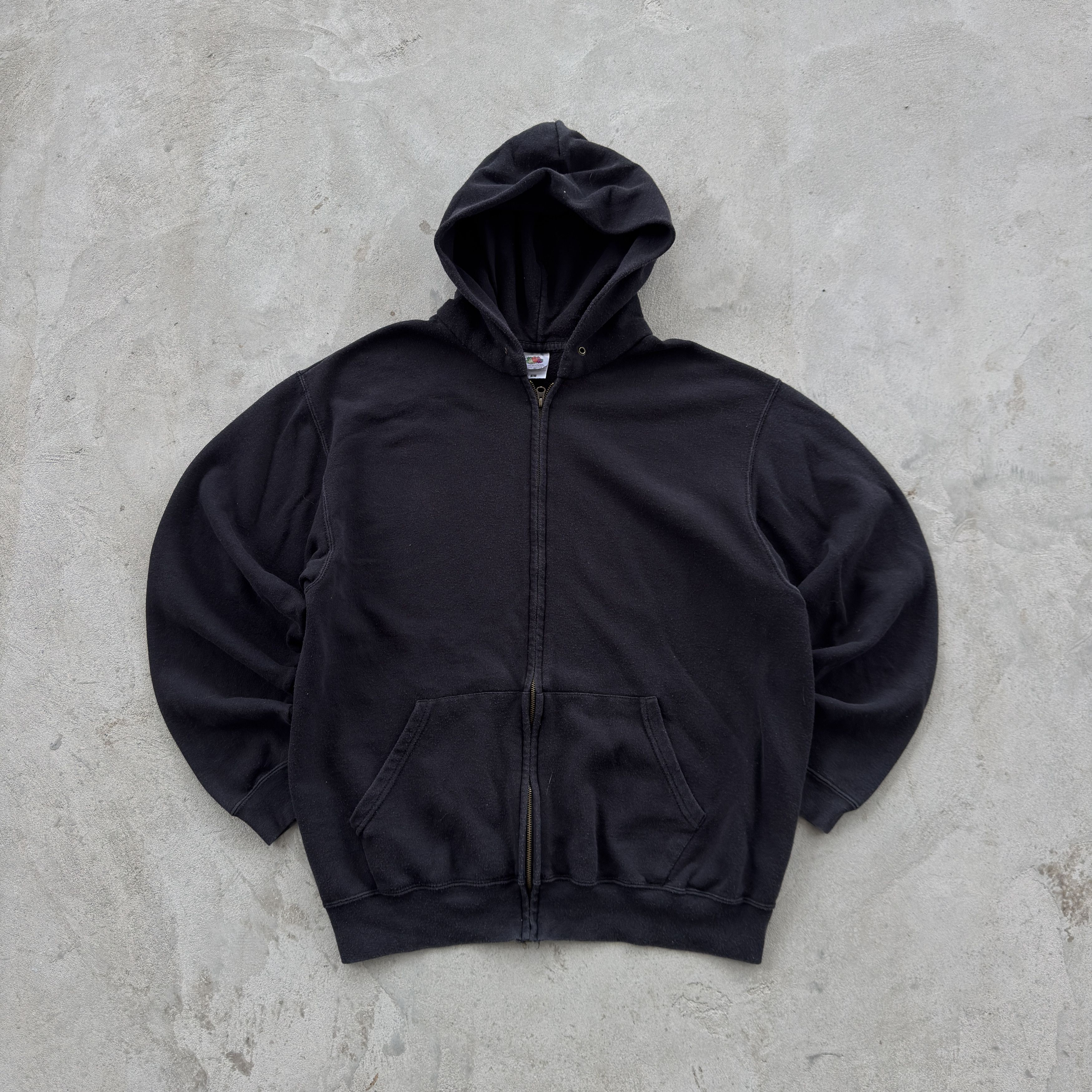 Fruit Of The Loom Vintage 90s Basic Zip Baggy Y2K Hooded Sweatshirt Size US L / EU 52-54 / 3 - 1 Thumbnail